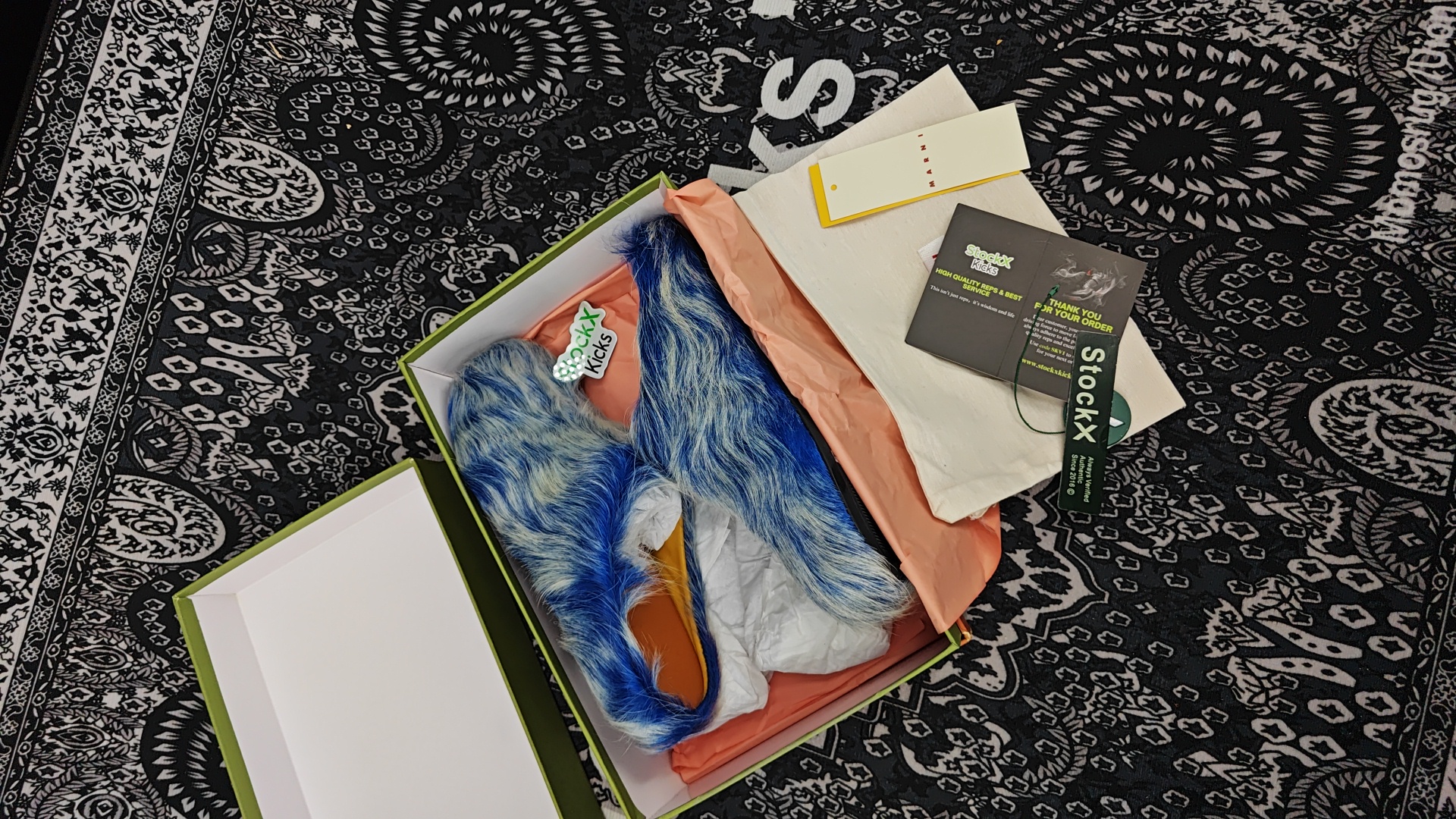 Marni Long-hair Calfskin Fussbett Tie Dye White Blue review Stockxkicks 04