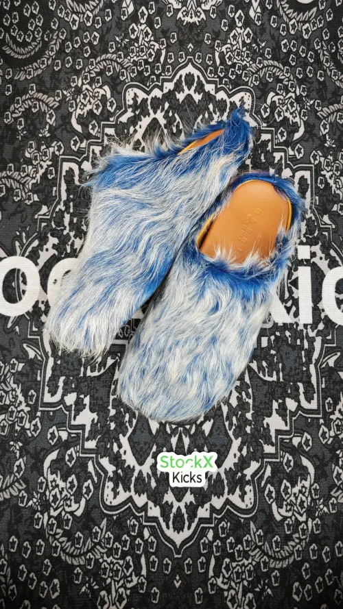 Marni Long-hair Calfskin Fussbett Tie Dye White Blue review 