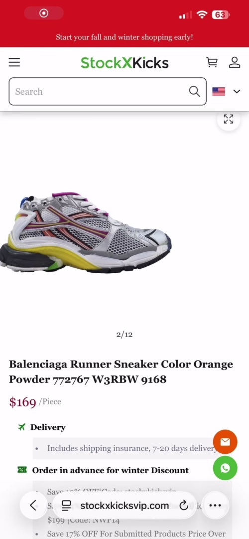 Balenciaga Runner Sneaker Color Orange Powder 772767 W3RBW 9168 review 