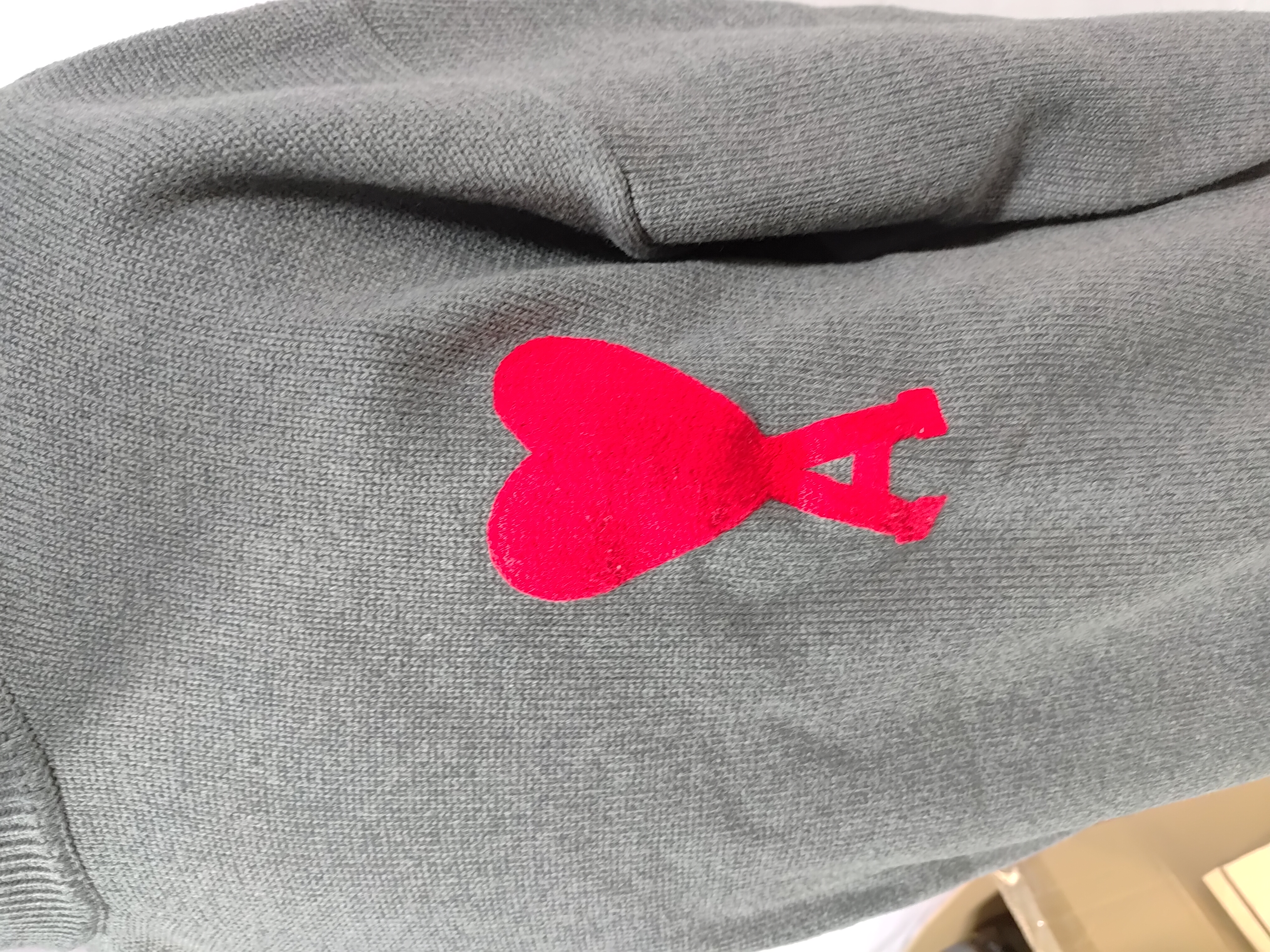 AMI PARIS 21FW Heart Embroidered Cardigan Grey review Stockxkicks 02