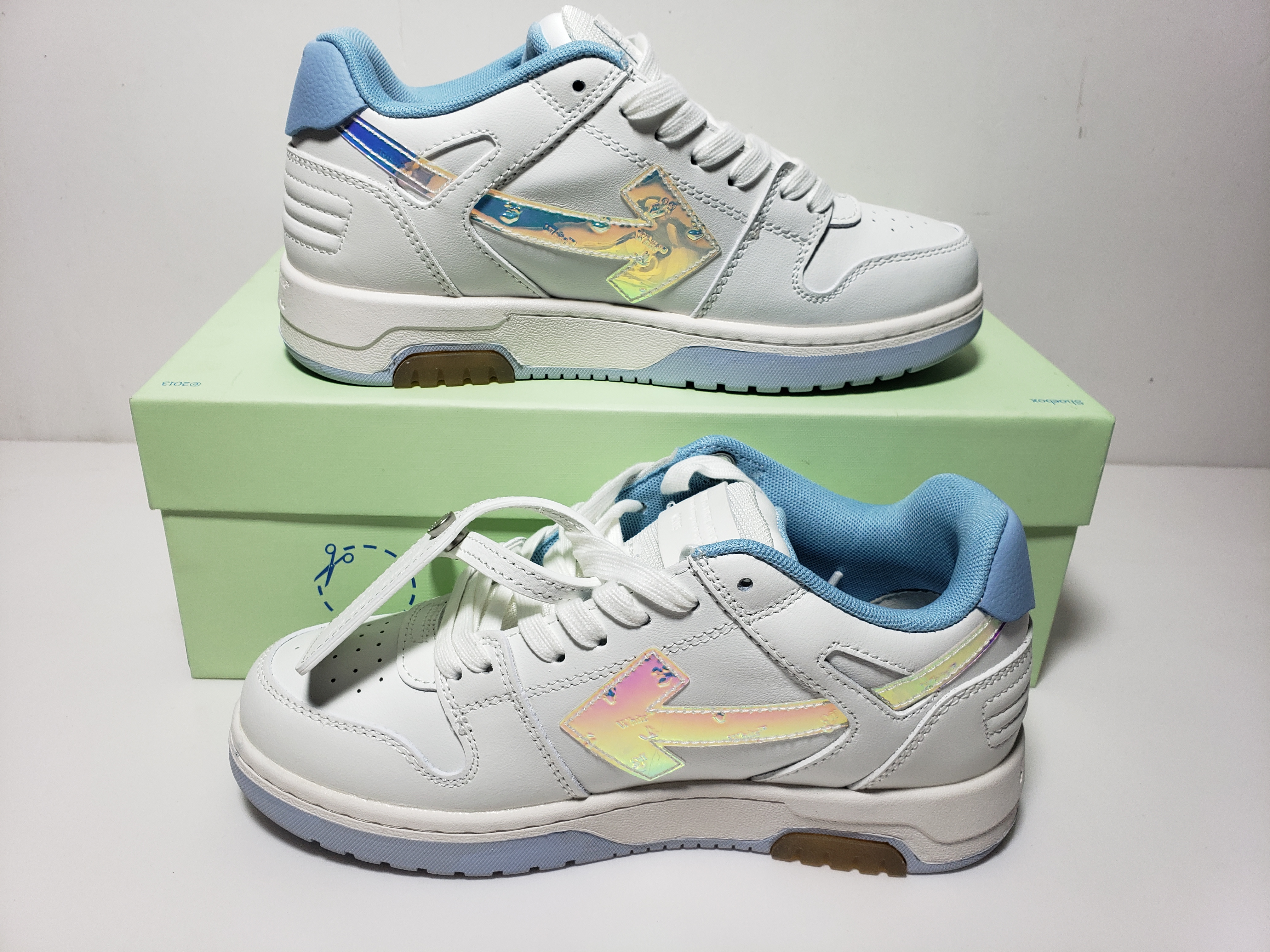 PK God Batch OFF-WHITE Out Of Office OOO Low Tops White Blue Discoloration OMIA189S 21LEA0030 0180 review Stockxkicks 06