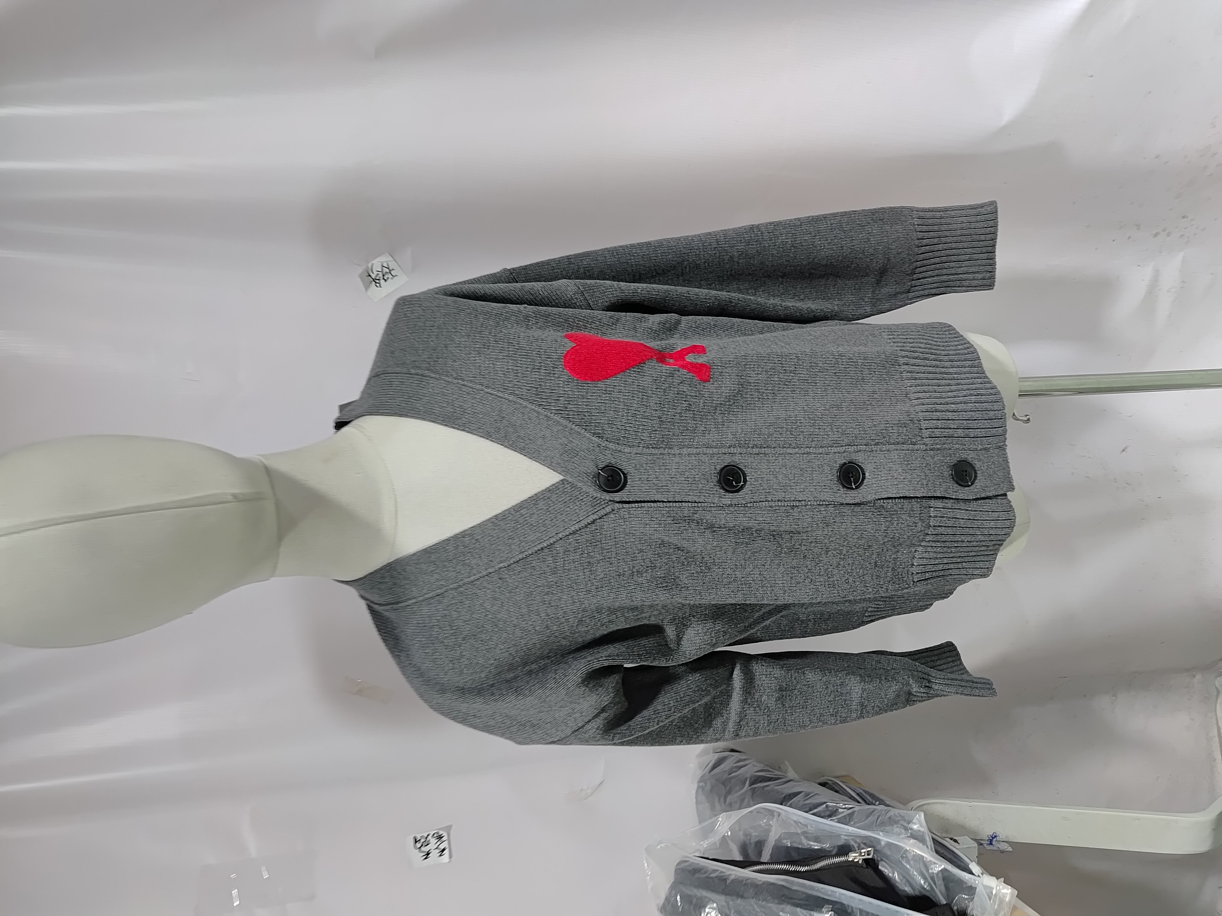 AMI PARIS 21FW Heart Embroidered Cardigan Grey review Stockxkicks 00