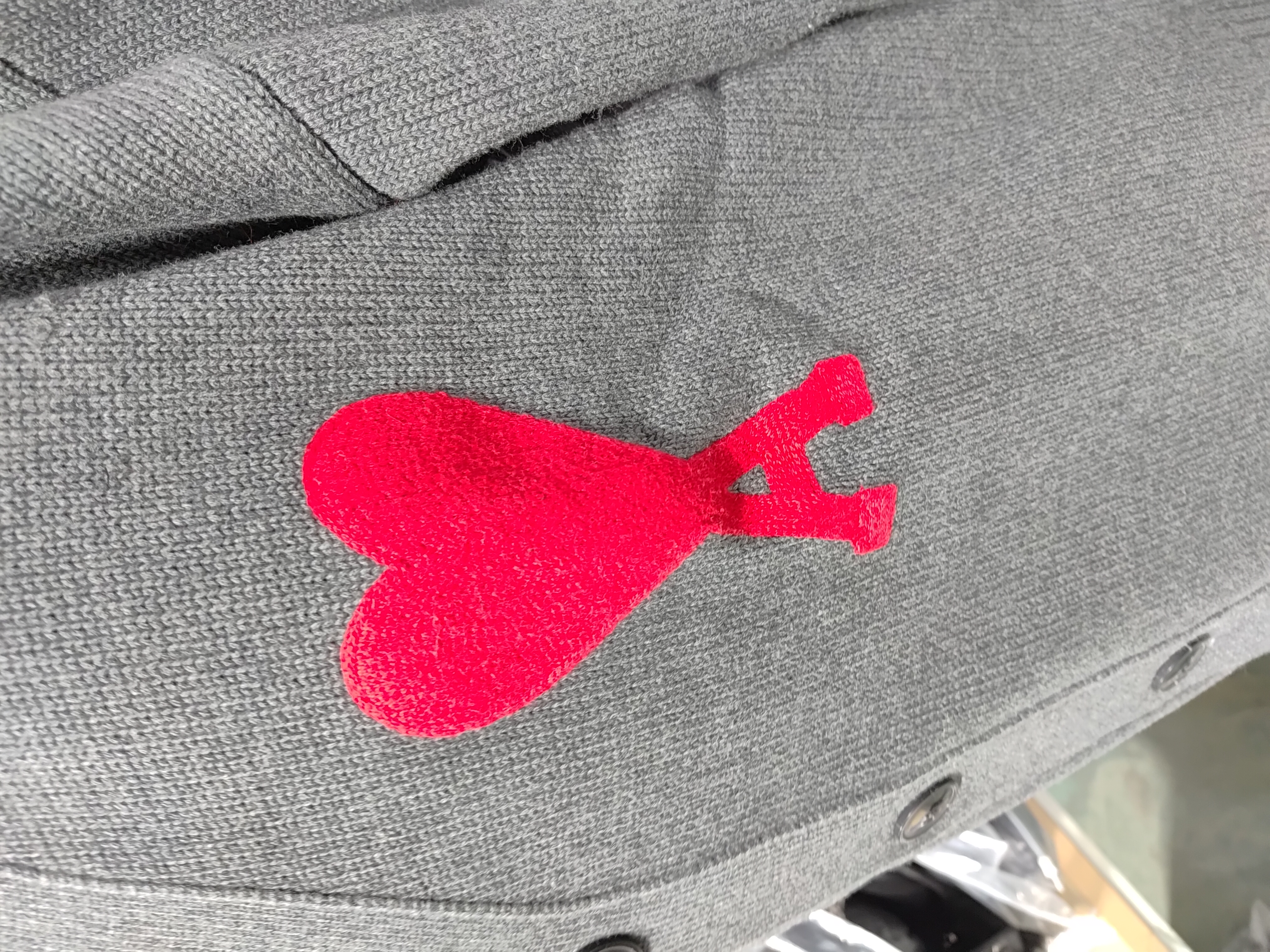AMI PARIS 21FW Heart Embroidered Cardigan Grey review Stockxkicks 01