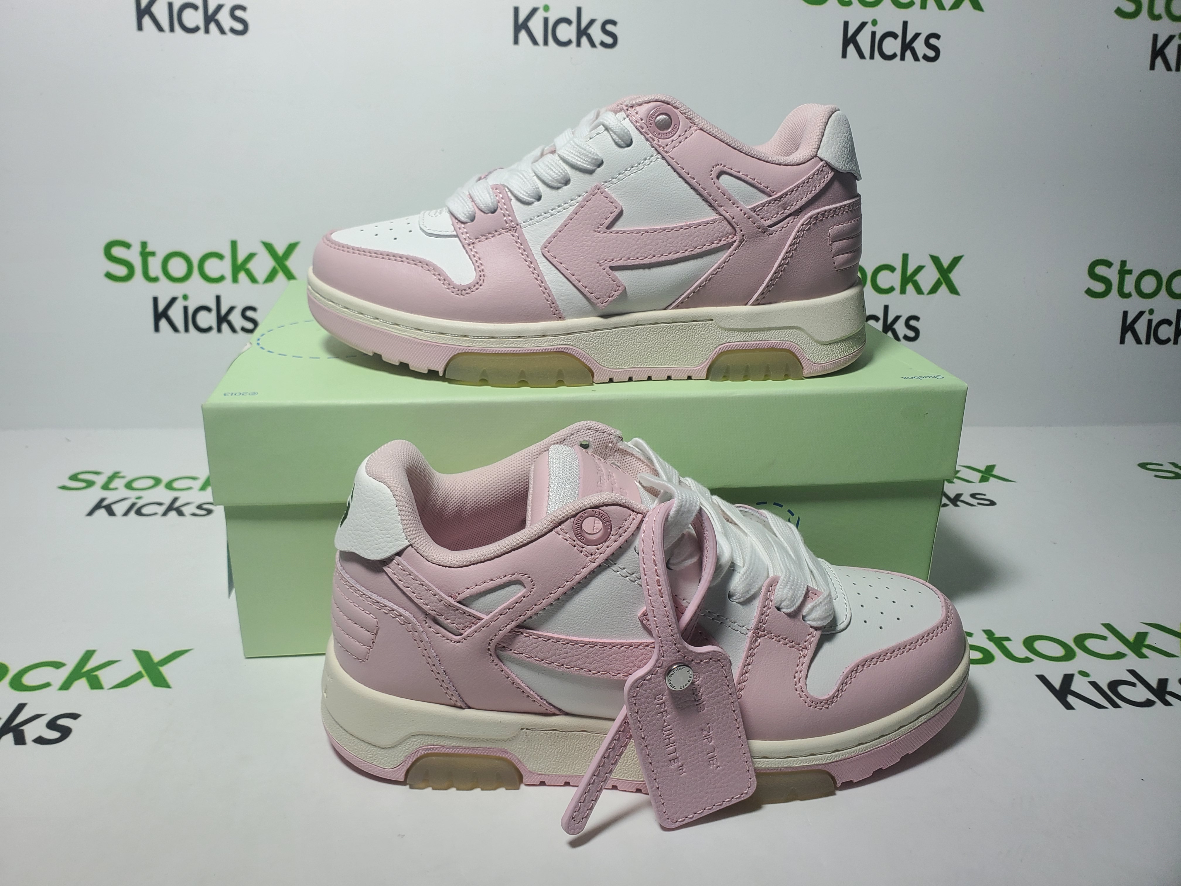 PK God Batch OFF-WHITE Out Of Office "OOO" Low Tops White Pink OWIA259S22LEA0010130 review Stockxkicks 01