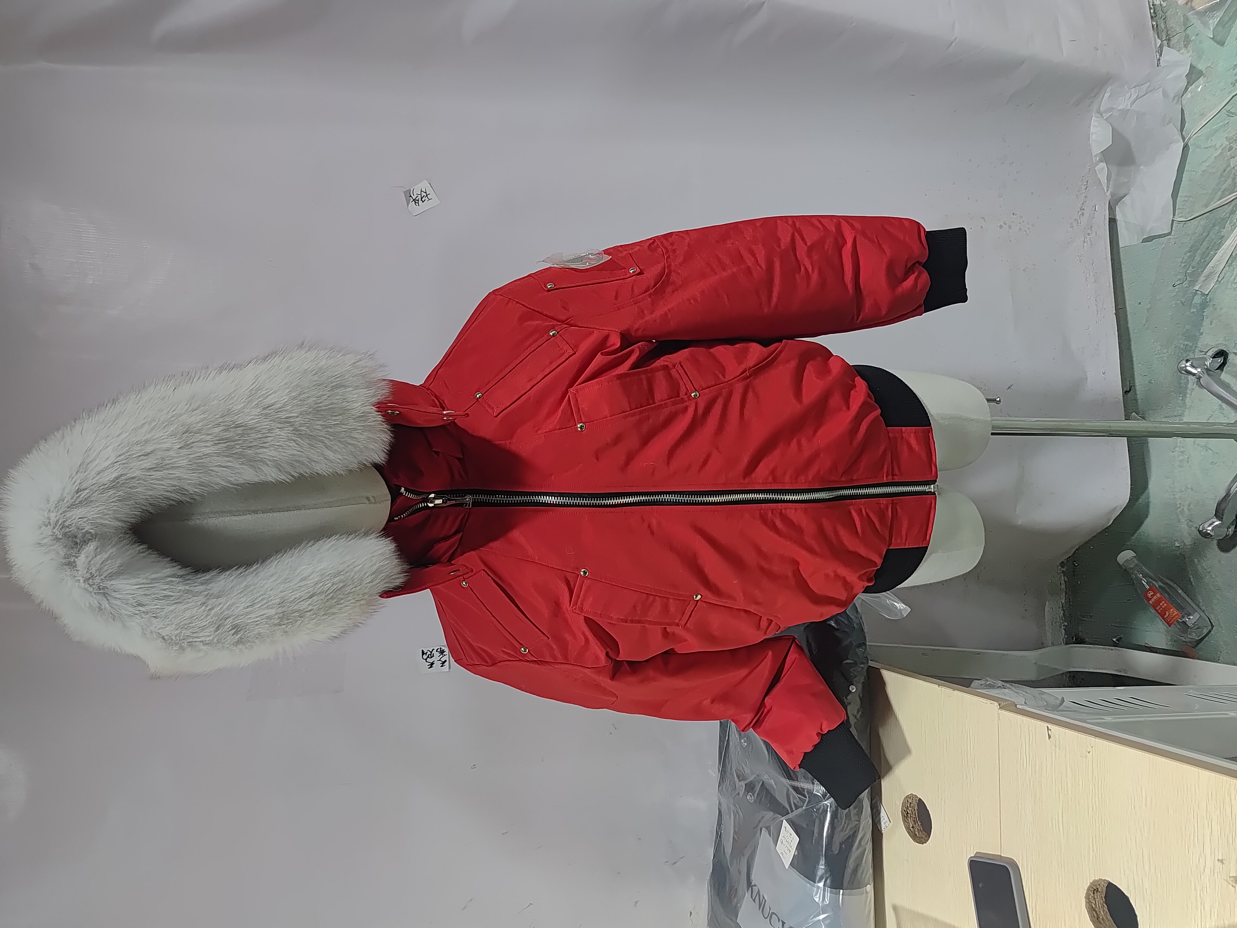 Moose Knuckles Men's Balistic Bomber Zip-Up Fur Jacket Red review Stockxkicks 00