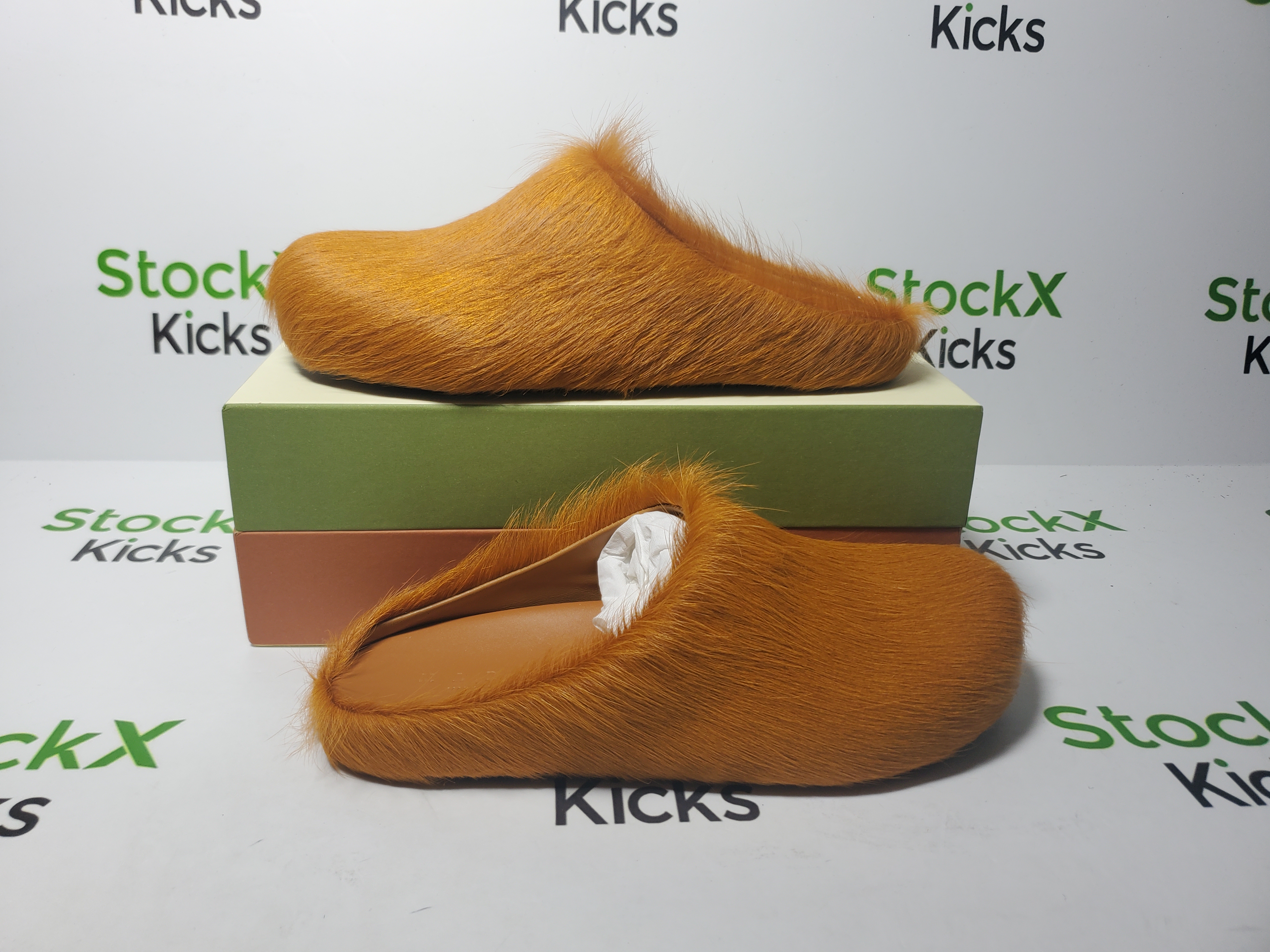 Marni Long-hair Calfskin Fussbett Sabot Light Yellow Brown review Stockxkicks 04