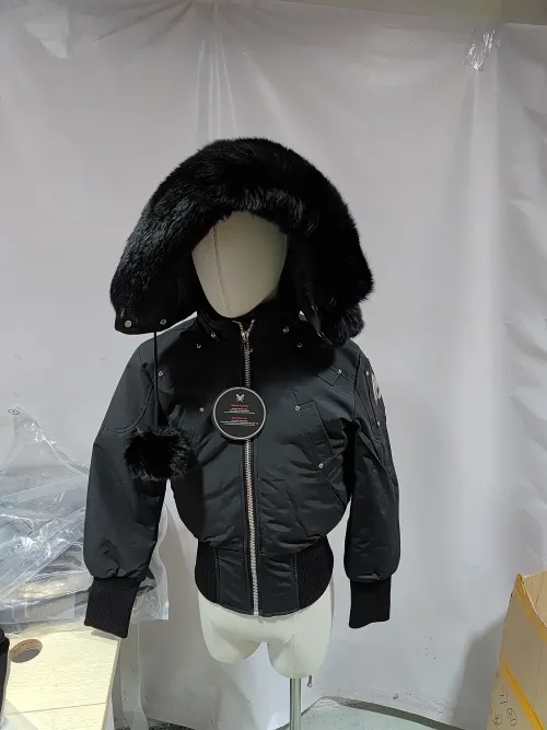 Moose Knuckles Logo Plaque Zip-Up Black Jacket Black Wool Collar（NFC) review 