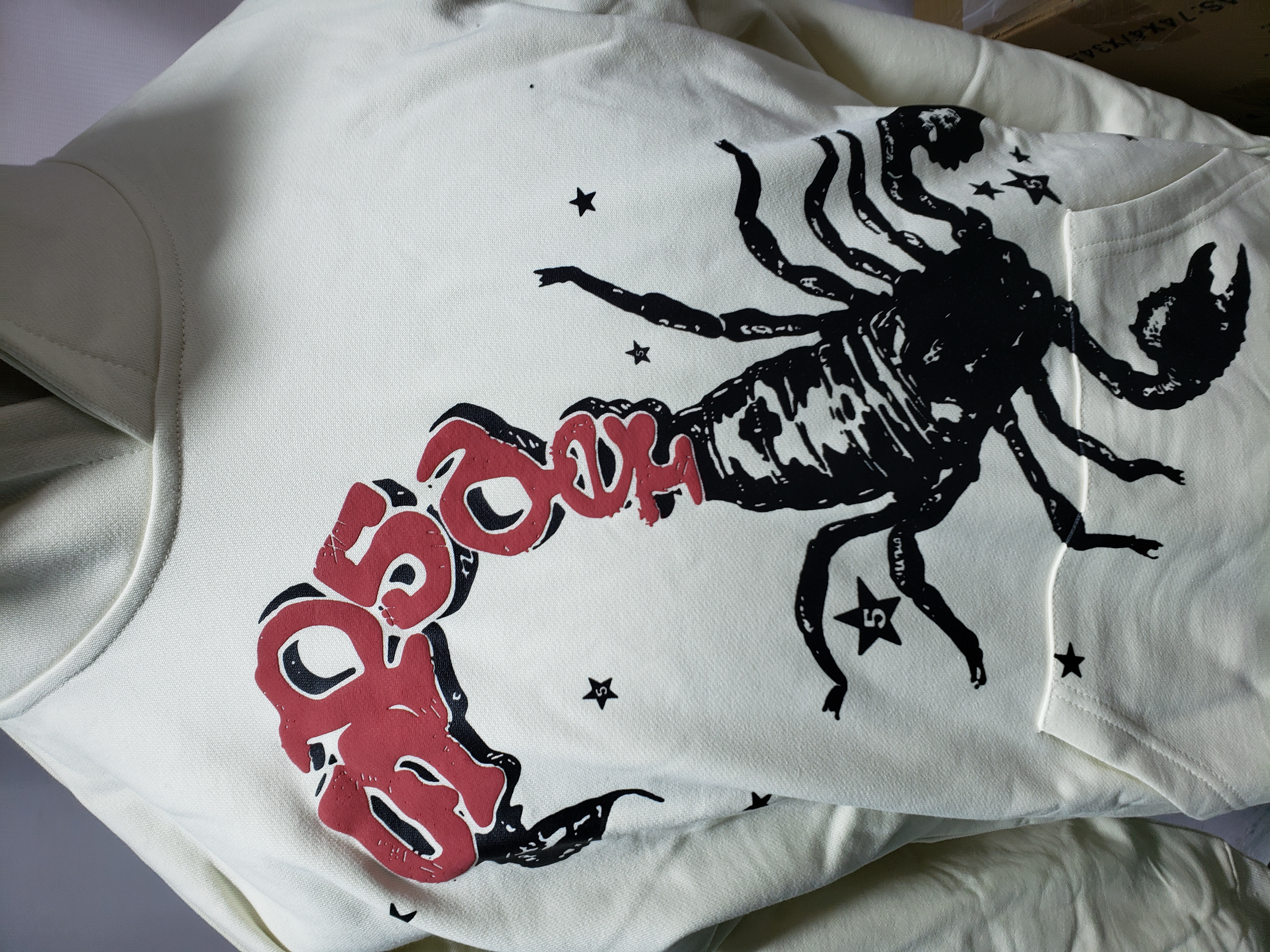 Sp5der x Mariah The Scientist Scorpion Hoodie White review Stockicks 02