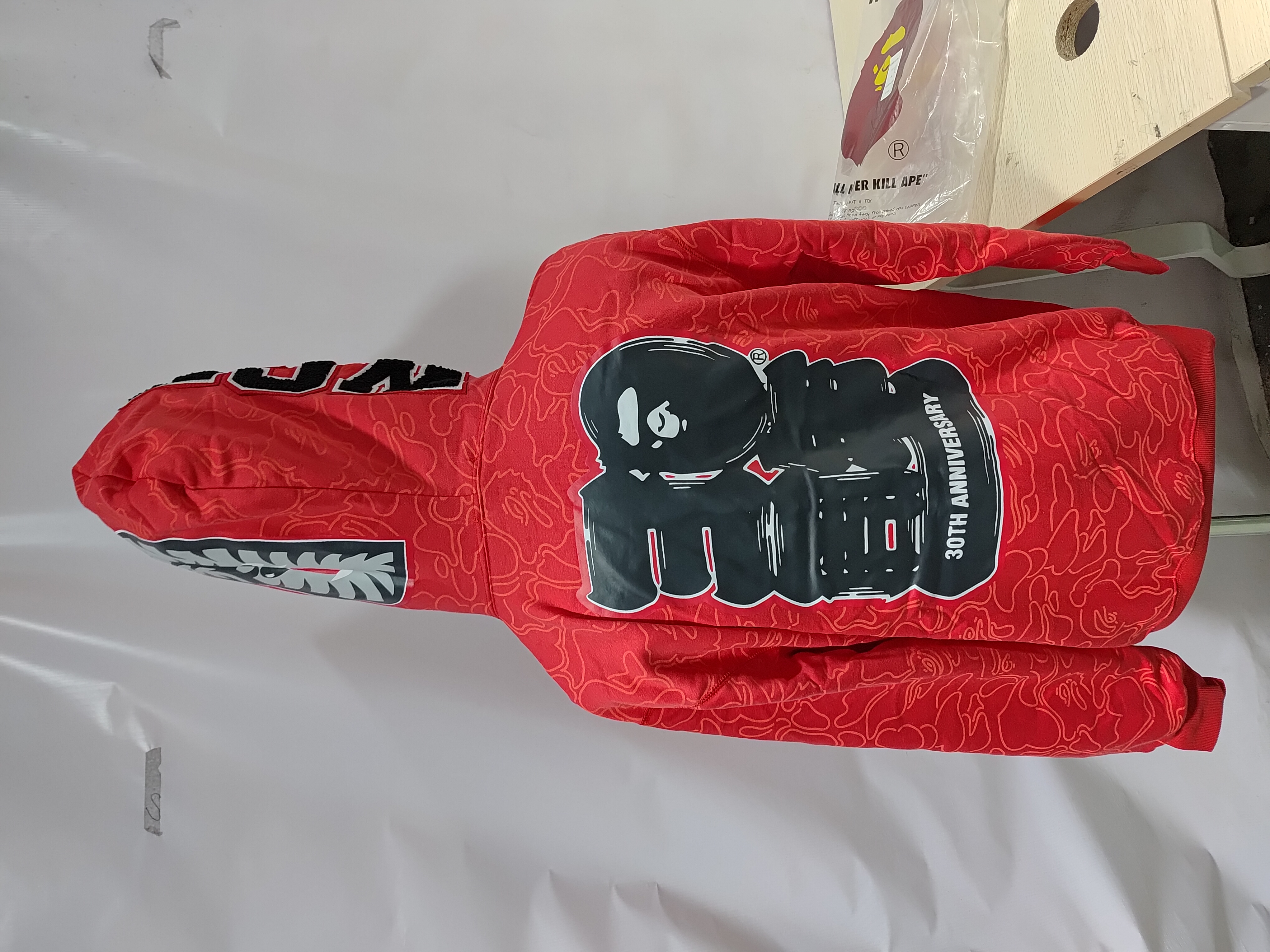 BAPE 30th Anniversary Line Camo Shark Full Zip Hoodie Red review Stockicks 04