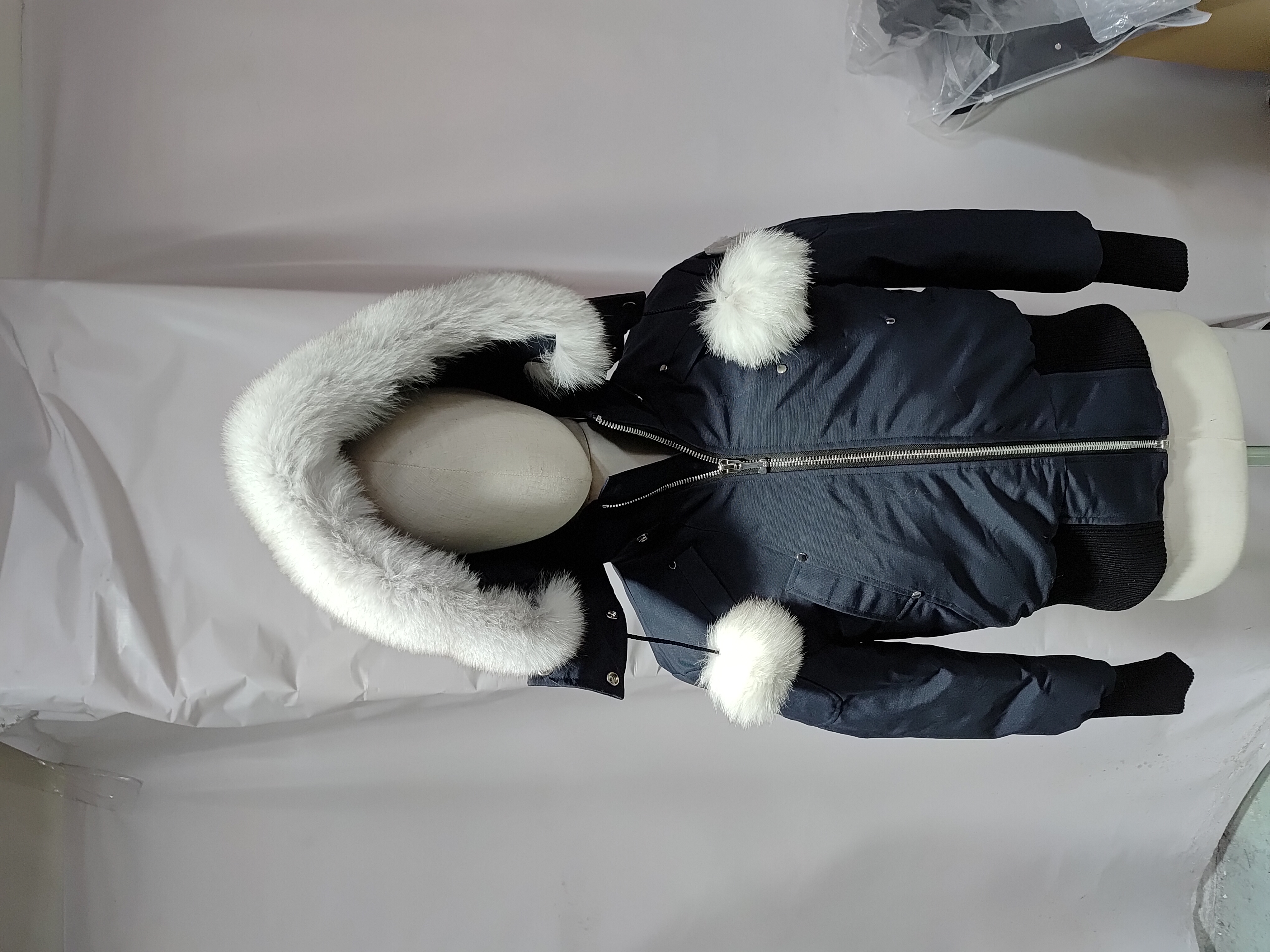 Moose Knuckles Women's Debbie Shearling Bomber Jacket Dark Blue With A Pom-Pom review Stockicks 01