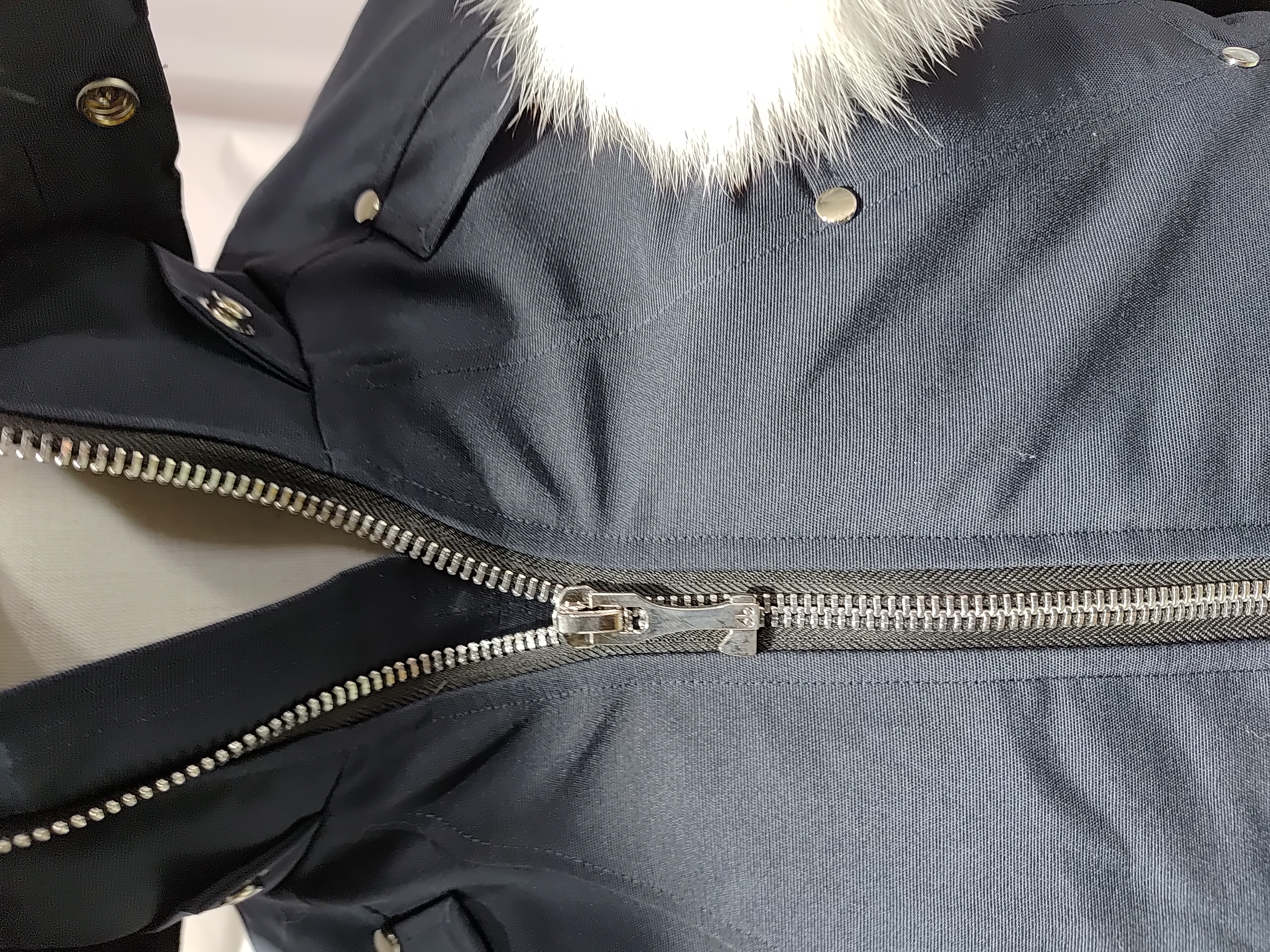 Moose Knuckles Women's Debbie Shearling Bomber Jacket Dark Blue With A Pom-Pom review Stockicks 03