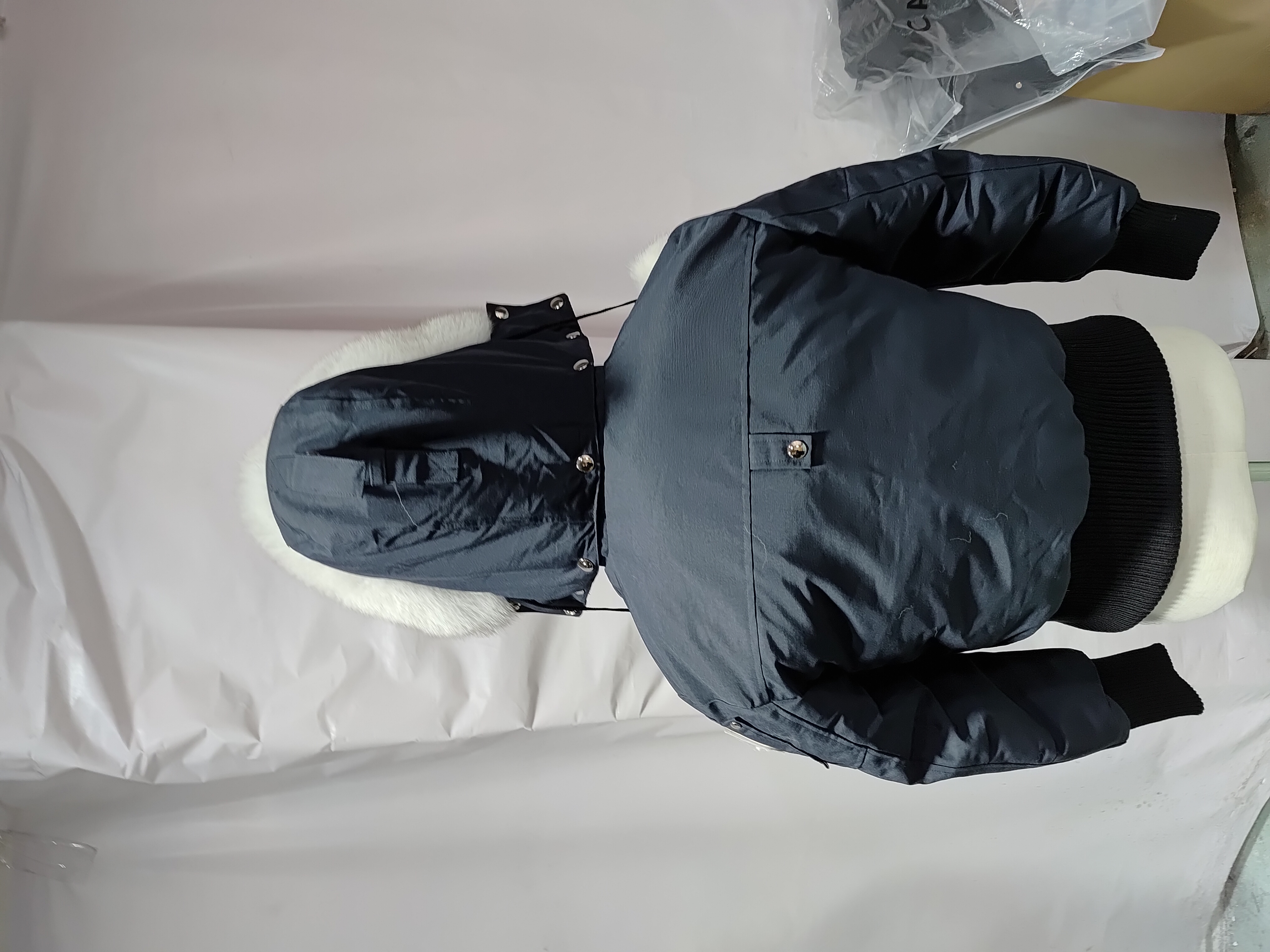 Moose Knuckles Women's Debbie Shearling Bomber Jacket Dark Blue With A Pom-Pom review Stockicks 06