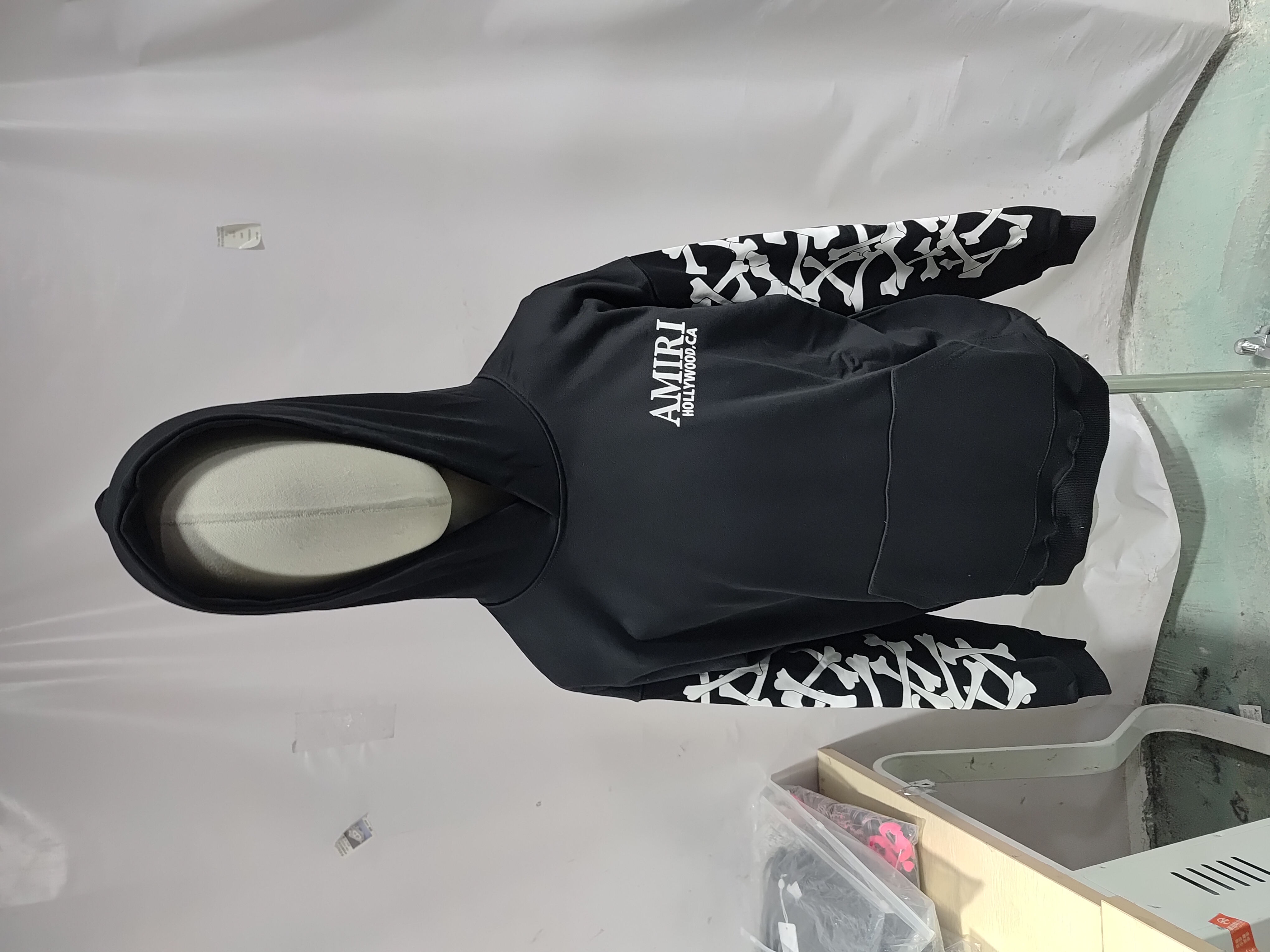 AMIRI Stacked Bones Hoodie #9235 Black/Gray/Red review Stockicks 01