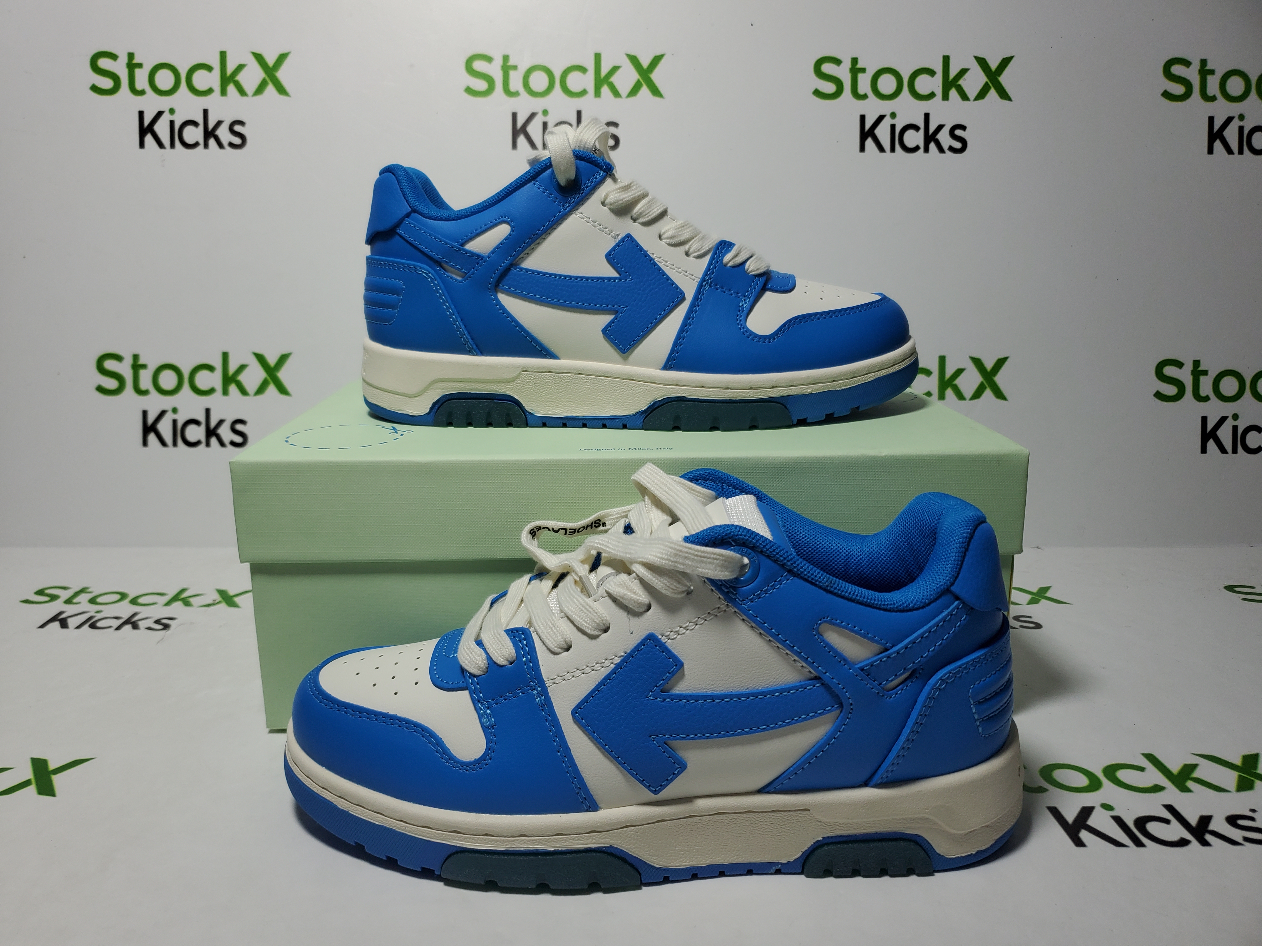 PK God Batch OFF-WHITE Out Of Office OOO Low Tops White Blue (FW22)  OMIA189F22LEA0014501 review Stockicks 02