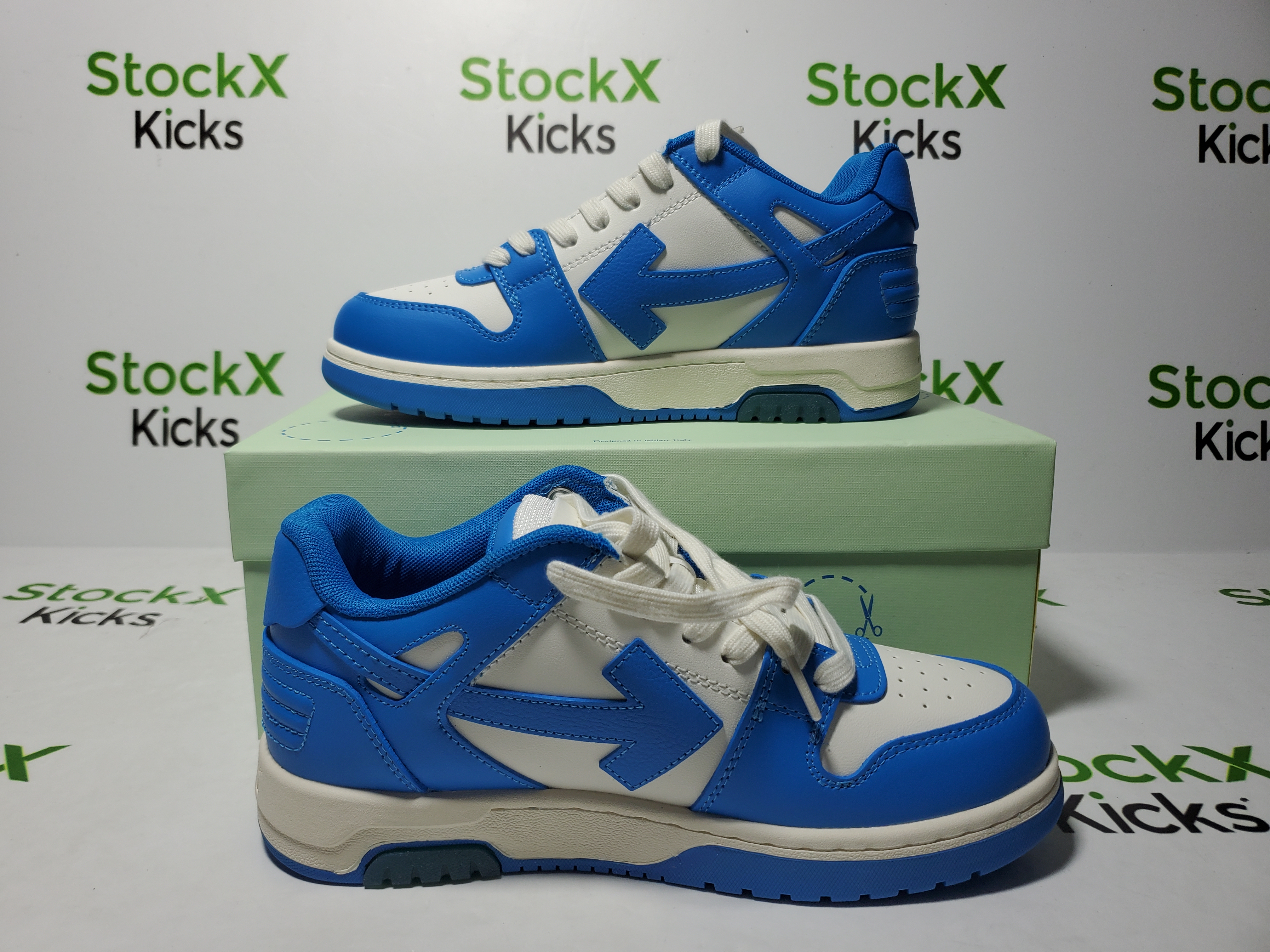 PK God Batch OFF-WHITE Out Of Office OOO Low Tops White Blue (FW22)  OMIA189F22LEA0014501 review Stockicks 01