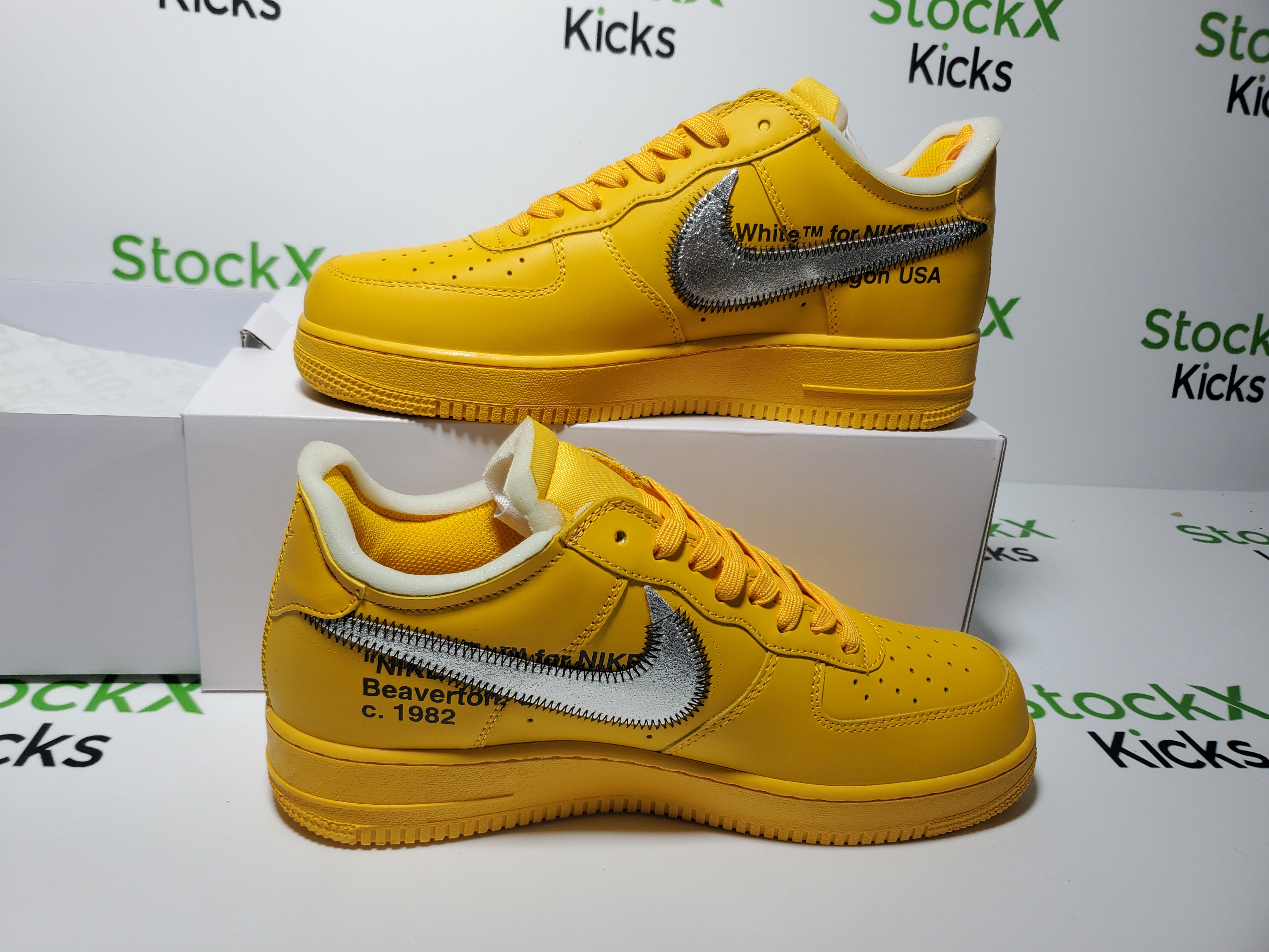 PK God Batch Nike Air Force 1 Low OFF-WHITE University Gold Metallic Silver DD1876-700 review Stockicks 02