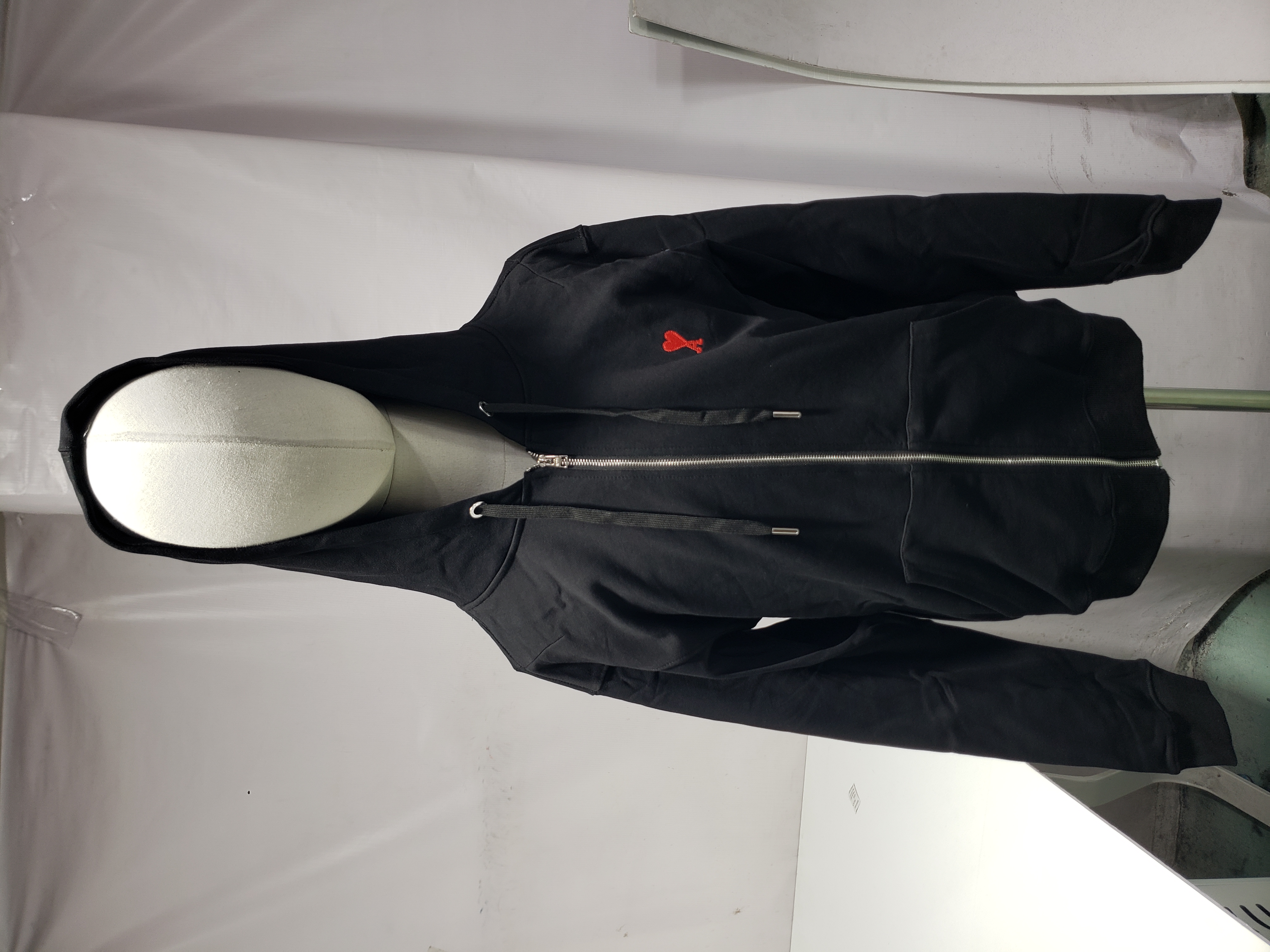 Ami Classic Heart Embroidered Zip-Up Jacket, New Early Fall Zip-Up Hoodie Black review Stockicks 01