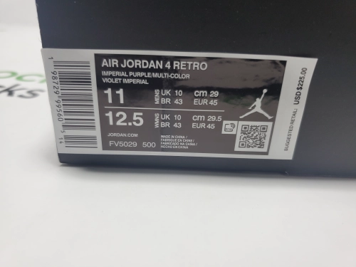 PK God Batch Air Jordan 4 Retro Lakers Purple FV5029-500 review 