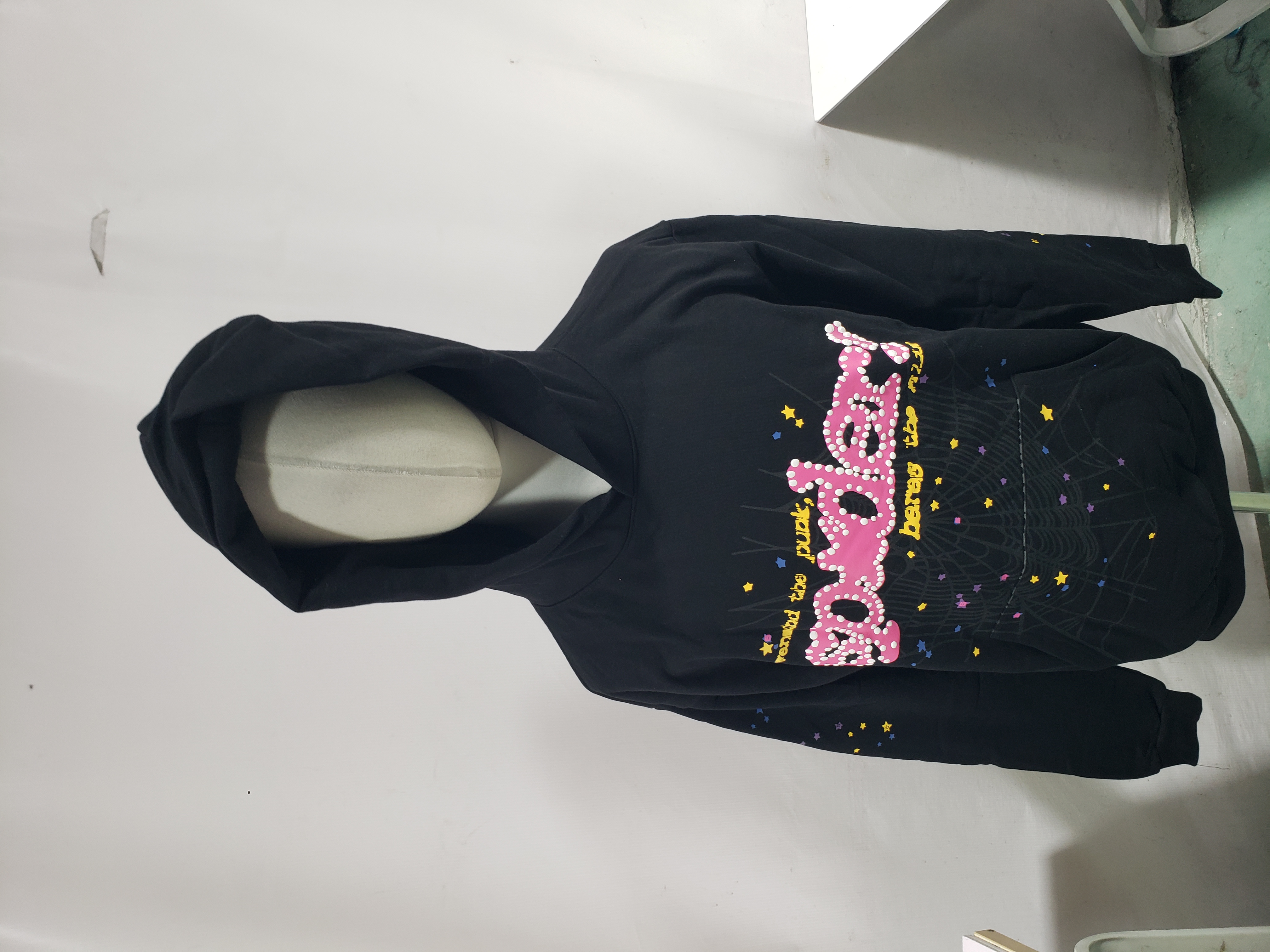 Sp5der P*NK V2 Hoodie Black review Stockxkicksvip 01