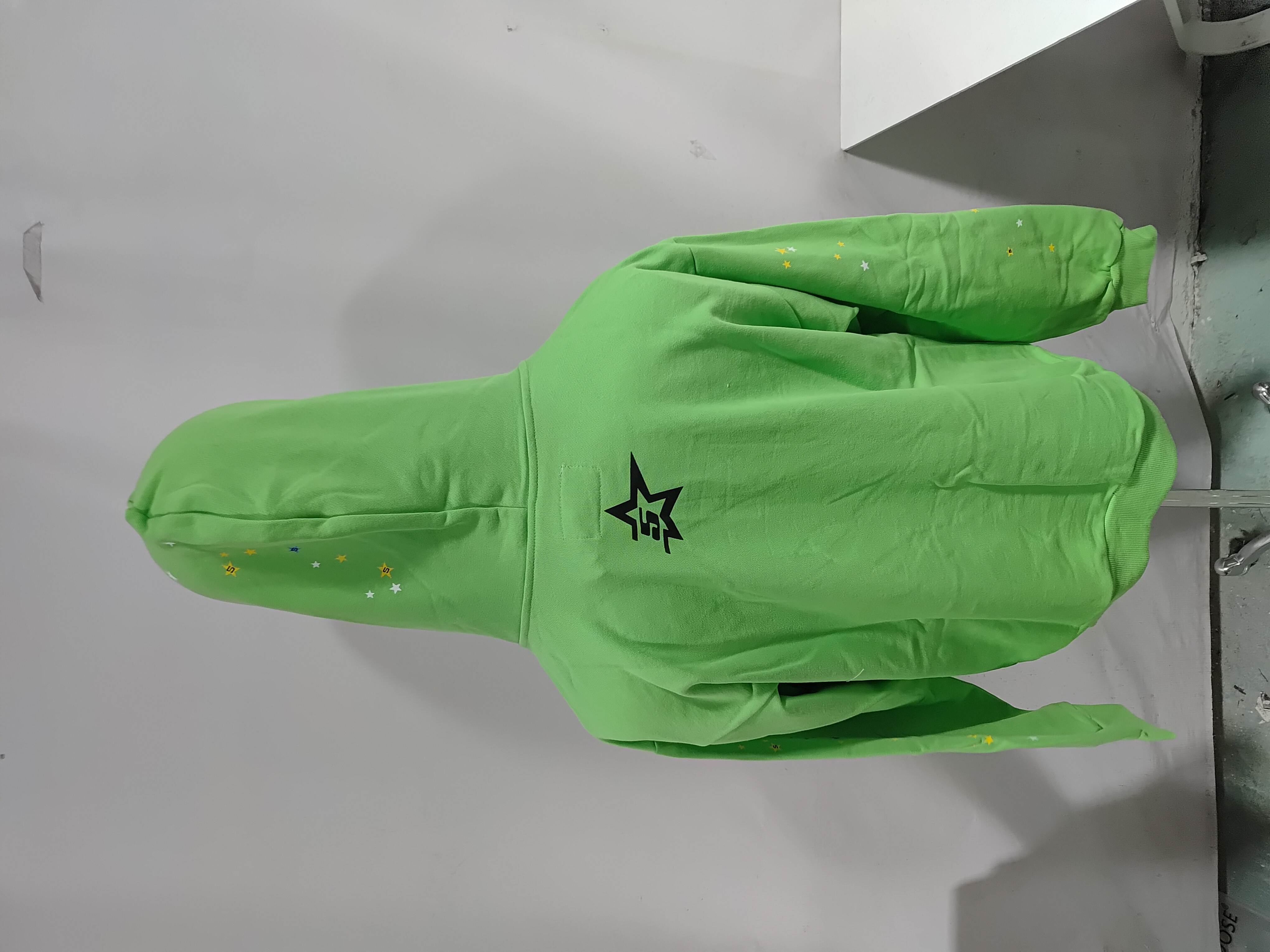 Sp5der Punk V2 Rhinestone Hoodie Bright Green EG 974 review 3