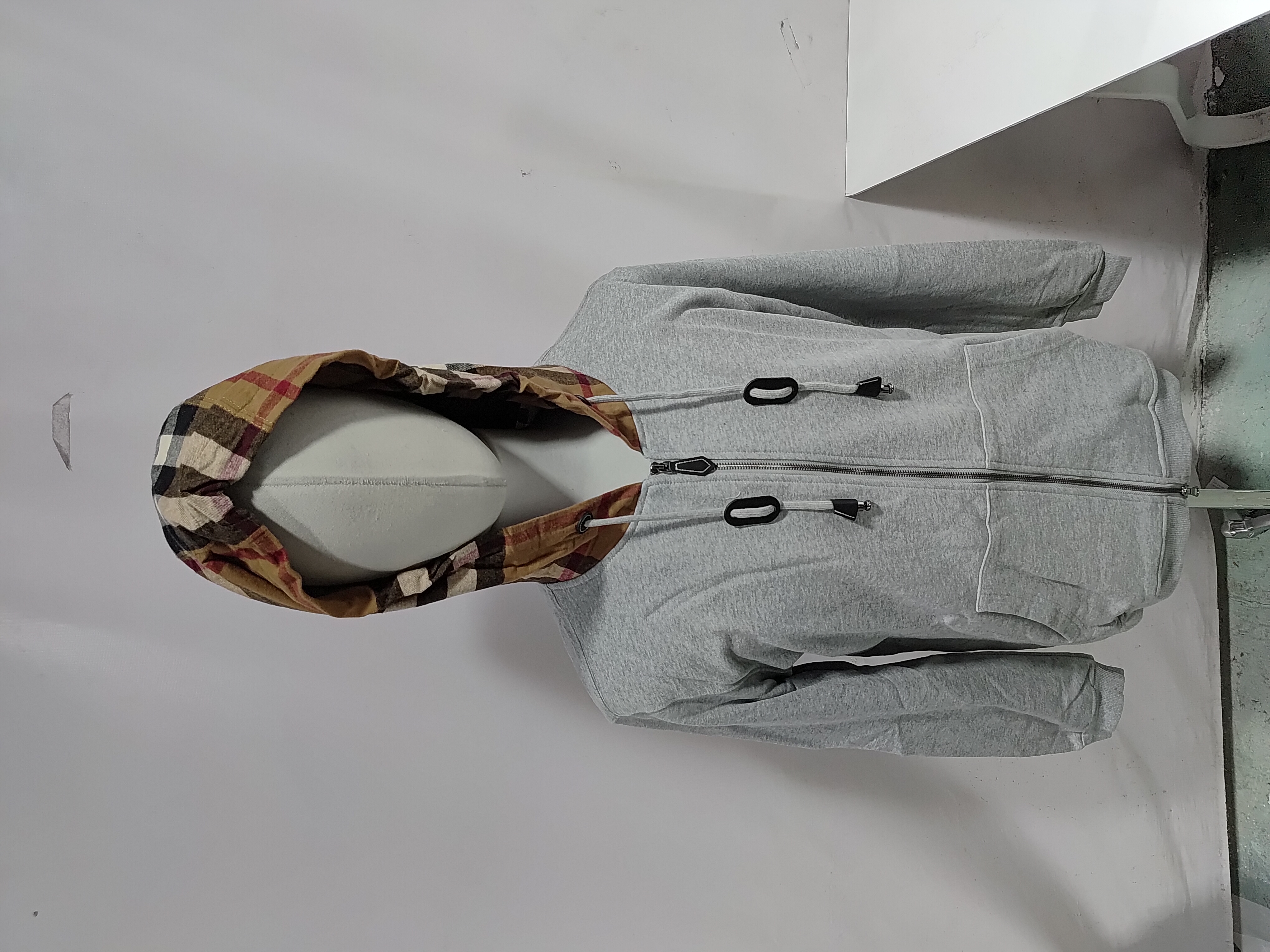 Burberry Plaid Panel Zip-Up Hooded Jacket Grey review StockxKicks 01