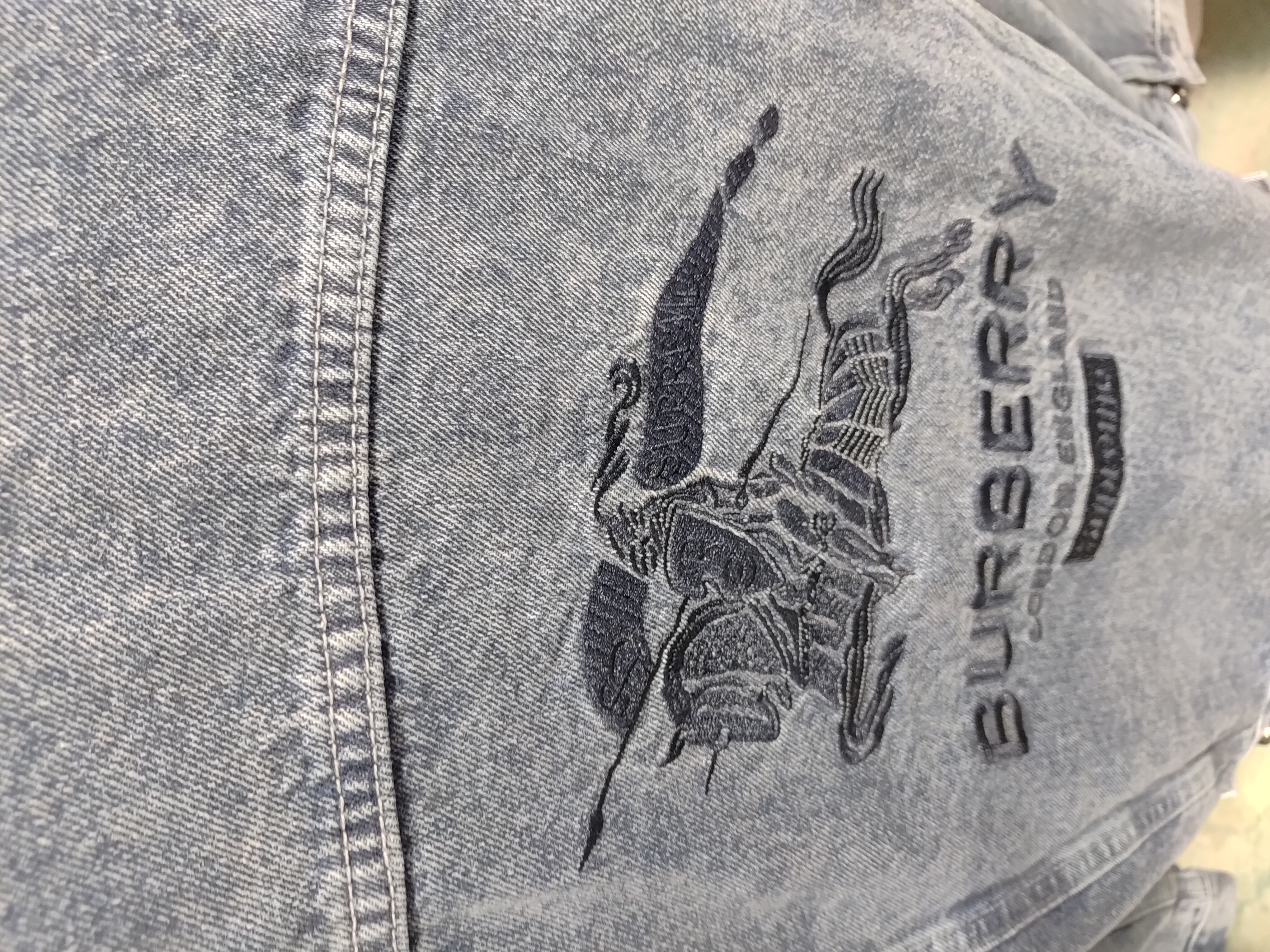 Burberry × Supreme Blue Distressed Embroidered Denim Jacket review StockxKicks 02