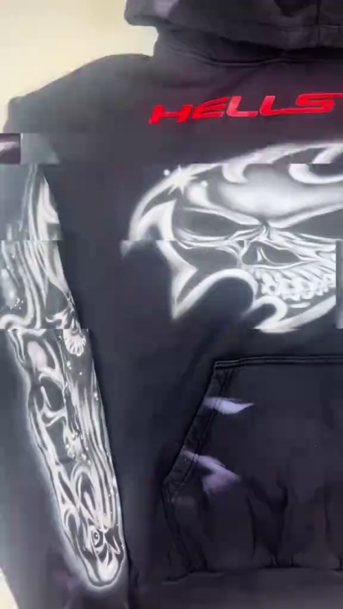 Hellstar Airbrushed Skull Hoodie Black CK24121904 reviewed by