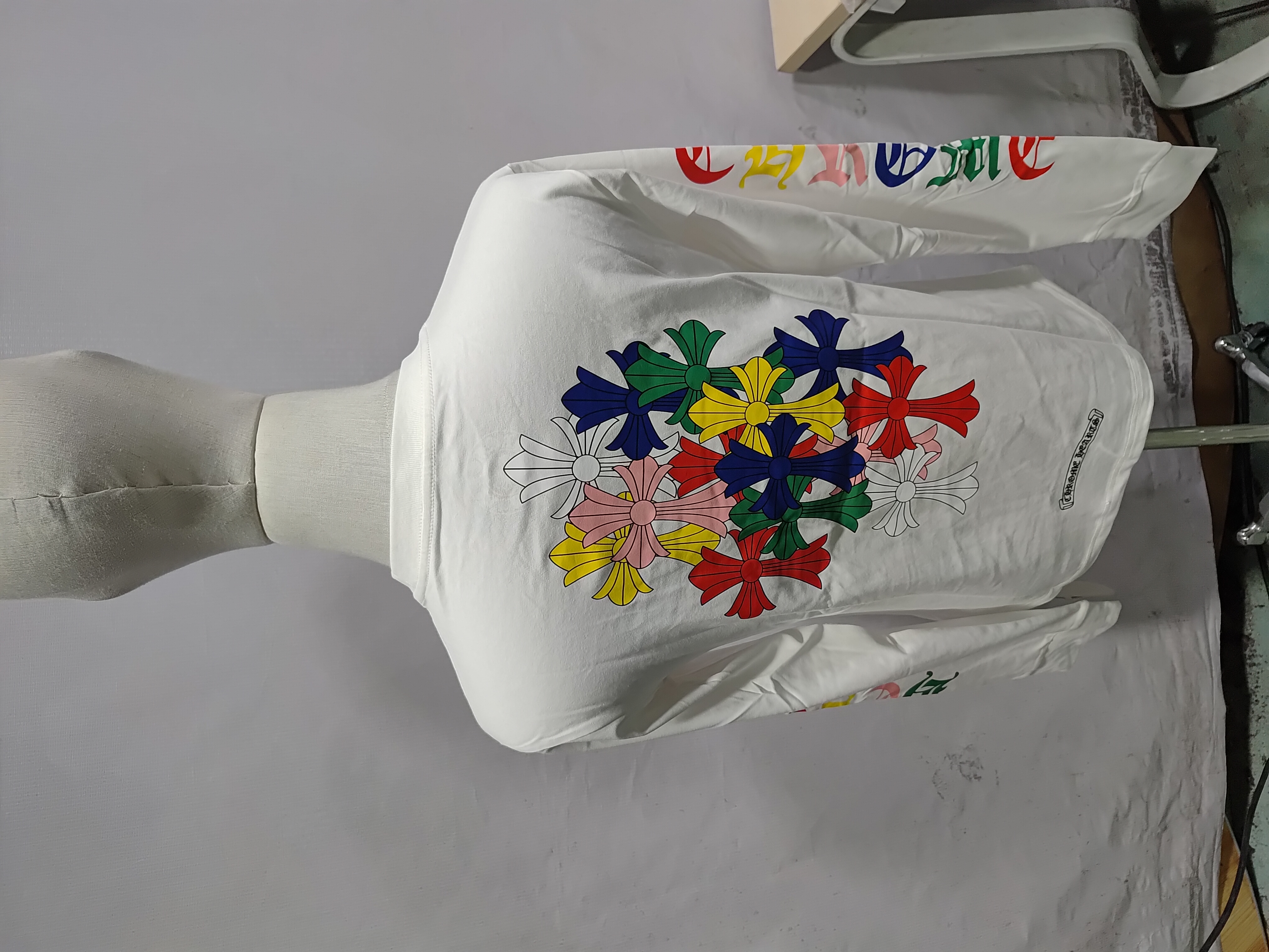 Chrome Hearts Multi Color Cross Cemetery L/S T-shirt + Denim Tears The Cotton Wreath Shorts Red review StockxKicksVIP 03