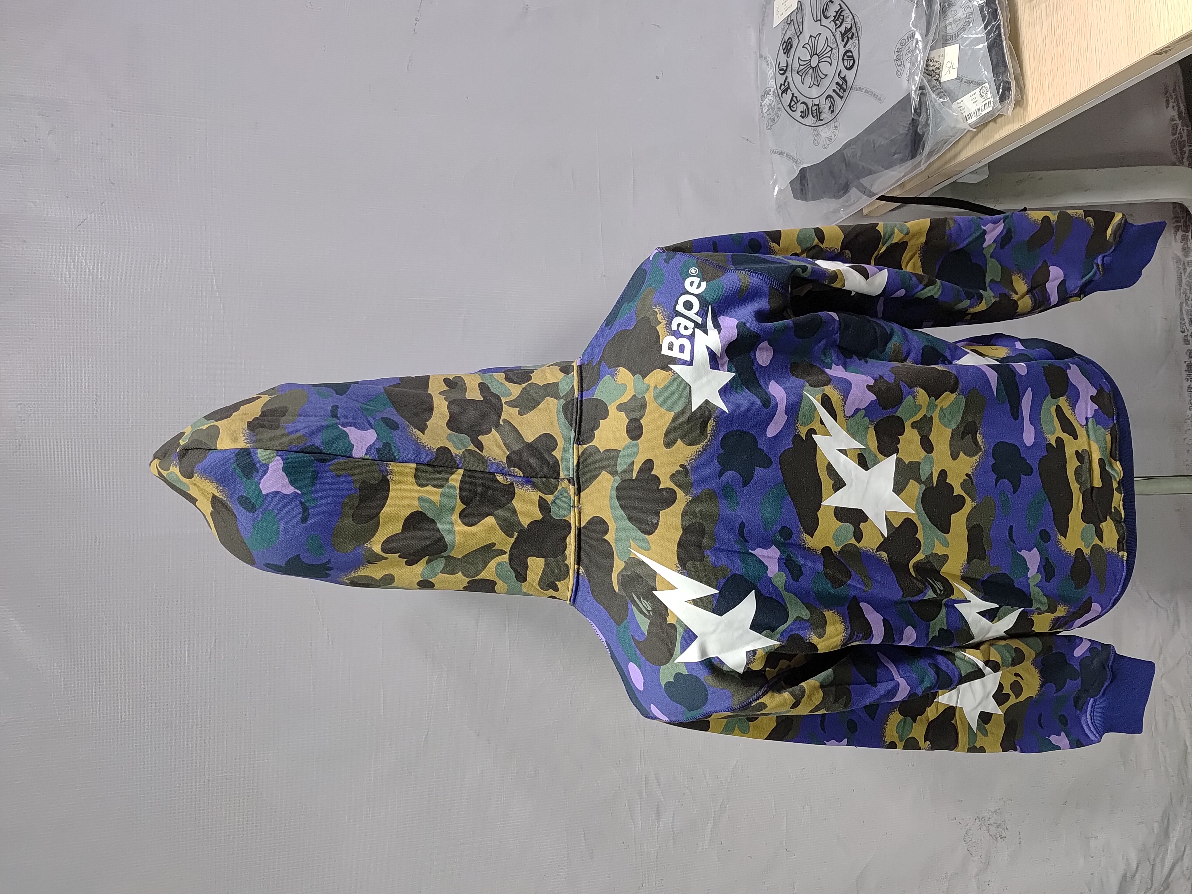 BAPE x Heron Preston Mix 1st Camo Shark Relaxed Fit Full Zip Hoodie Purple review StockxKicksVIP 03