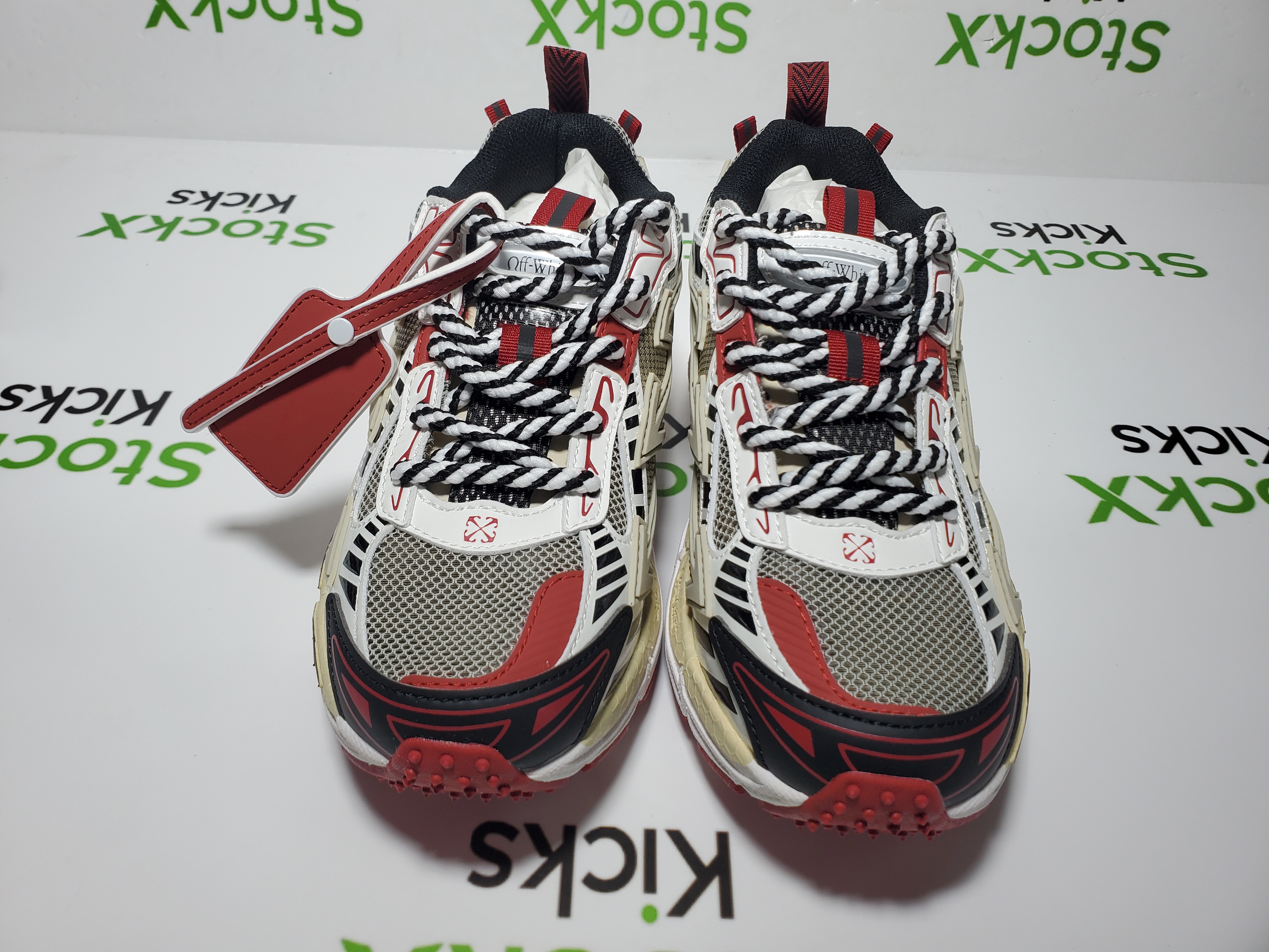 Off White Be Right Back Sneakers Khaki Red OMIA295C99 FAB000 0032 review Stockxkicksvip 04