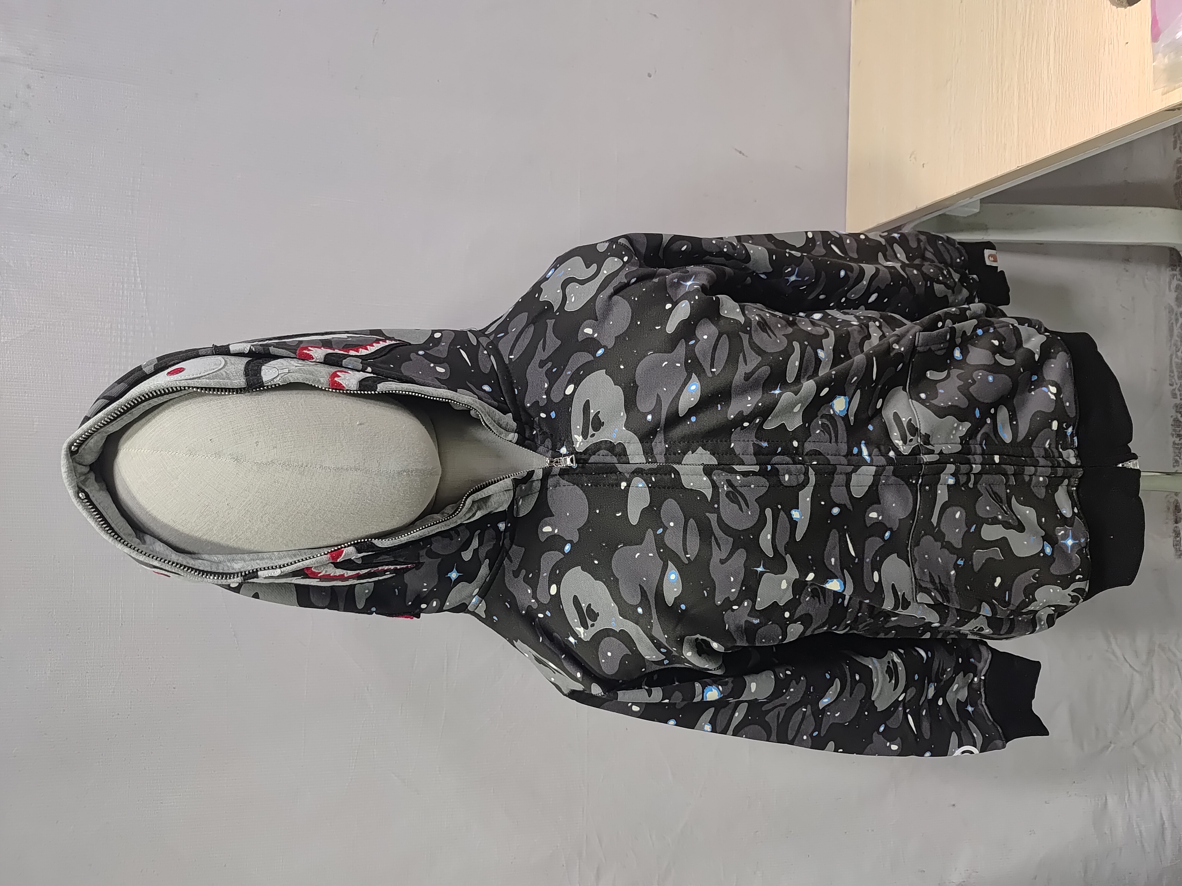 A Bathing Ape BAPE Shark Full-Zip Hoodie Black/White review stockxkicksvip 01