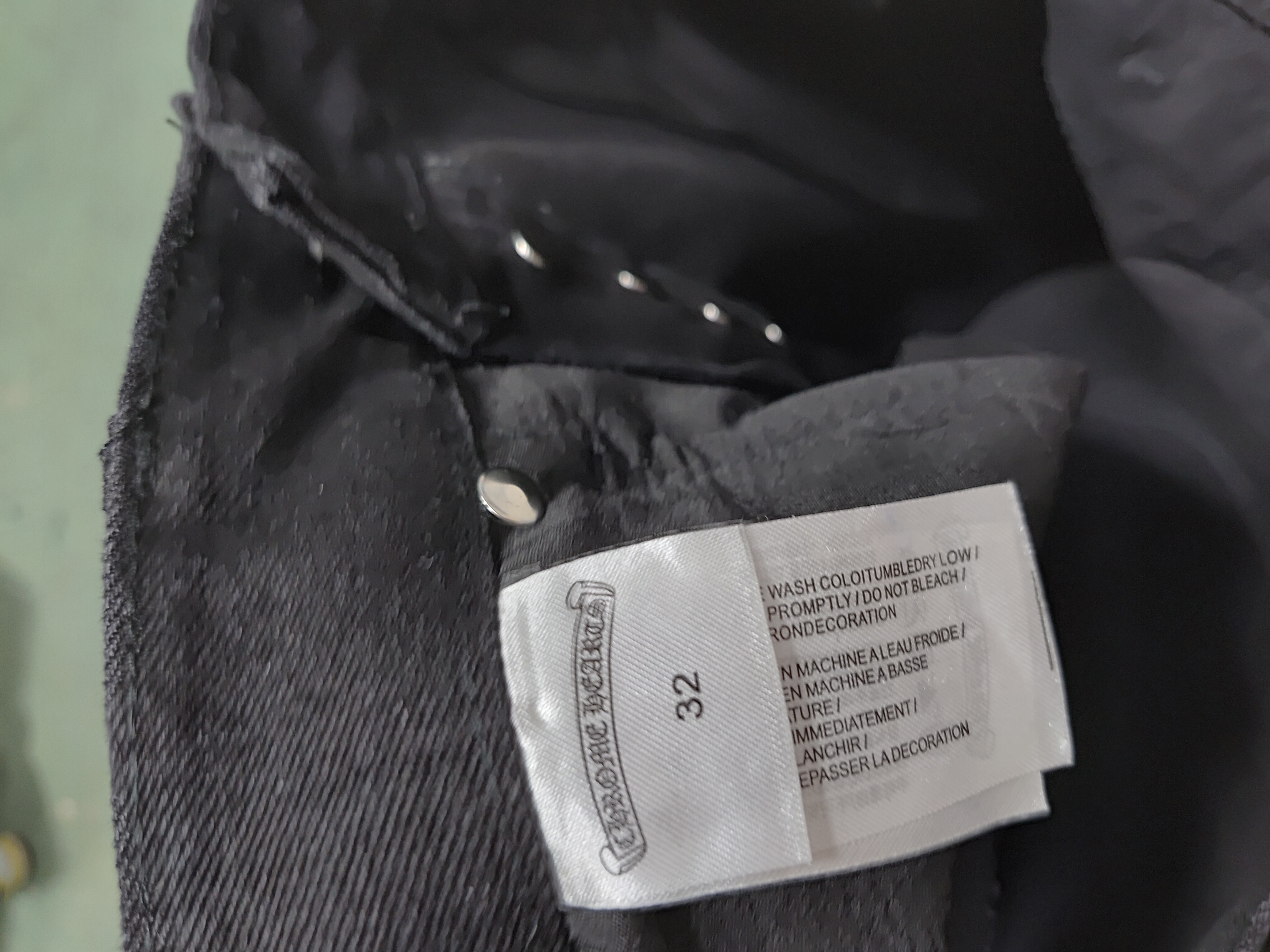 Chrome Hearts black denim jeans with pink and checkered cross patches review StockxKicks 00