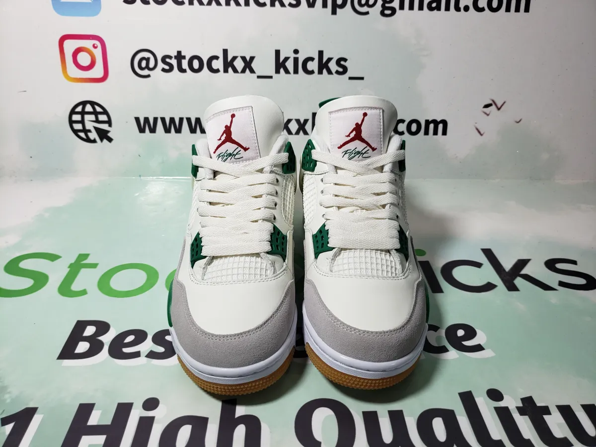 Satisfying Quality Check Pictures of Jordan 4 Retro SB Pine Green Reps DR5415-103  From Stockx Kicks