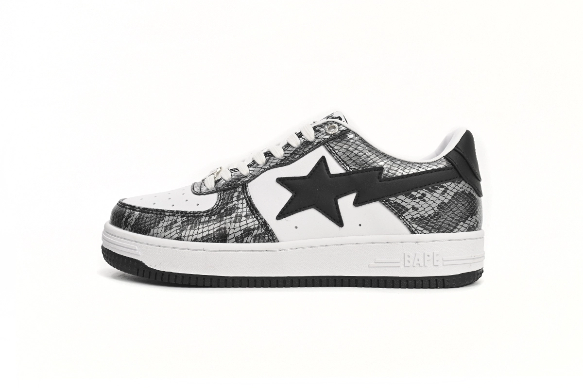 Best reps shoes website stockx kicks sells cheap bapesta reps, including Bape Sta Black Black Snake Skin reps