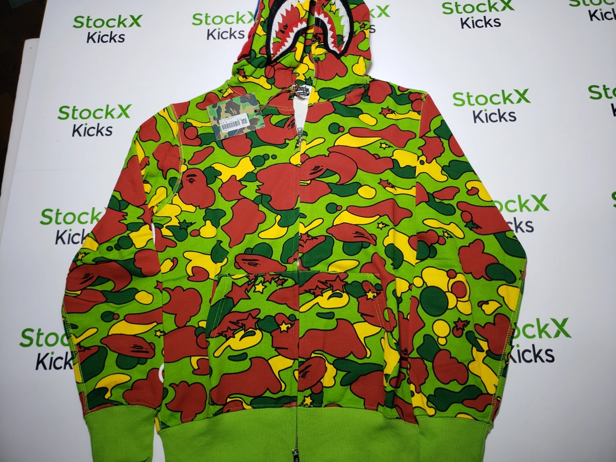 Buying best fake bape hoodies from reps clothes website stockx kicks, including fake  Bape Sta Camo Shark Full Zip Hoodie Green