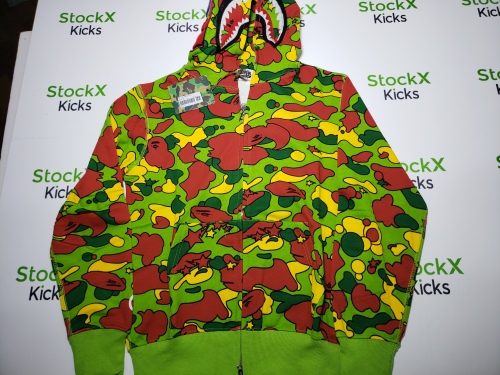 QC Pictures: Top Fake Bape Sta Camo Shark Full Zip Hoodie Green From Stockx Kicks