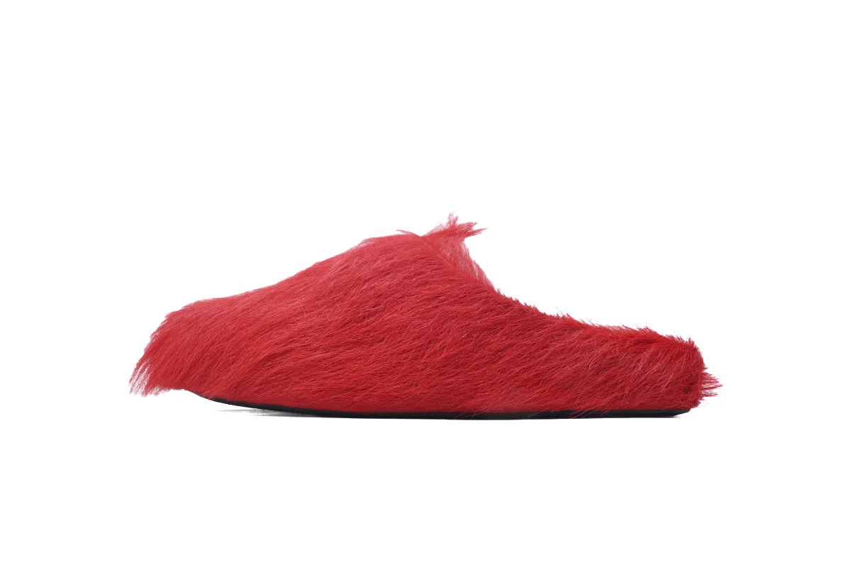 Replica Sneakers QC Photos:Marni Red LONG-HAIR CALFSKIN FUSSBETT SABOT Slide SBMR000600P412200B56