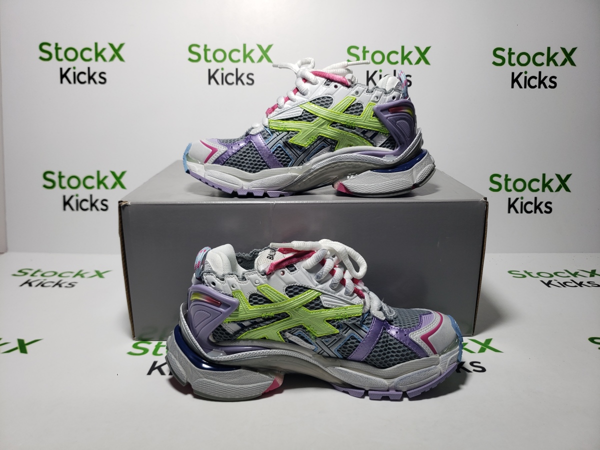 Replica Sneakers QC Photos：Balenciaga Runner Leather Free Grey Light Purple Neon Yellow White 677402 W3RH5 0308