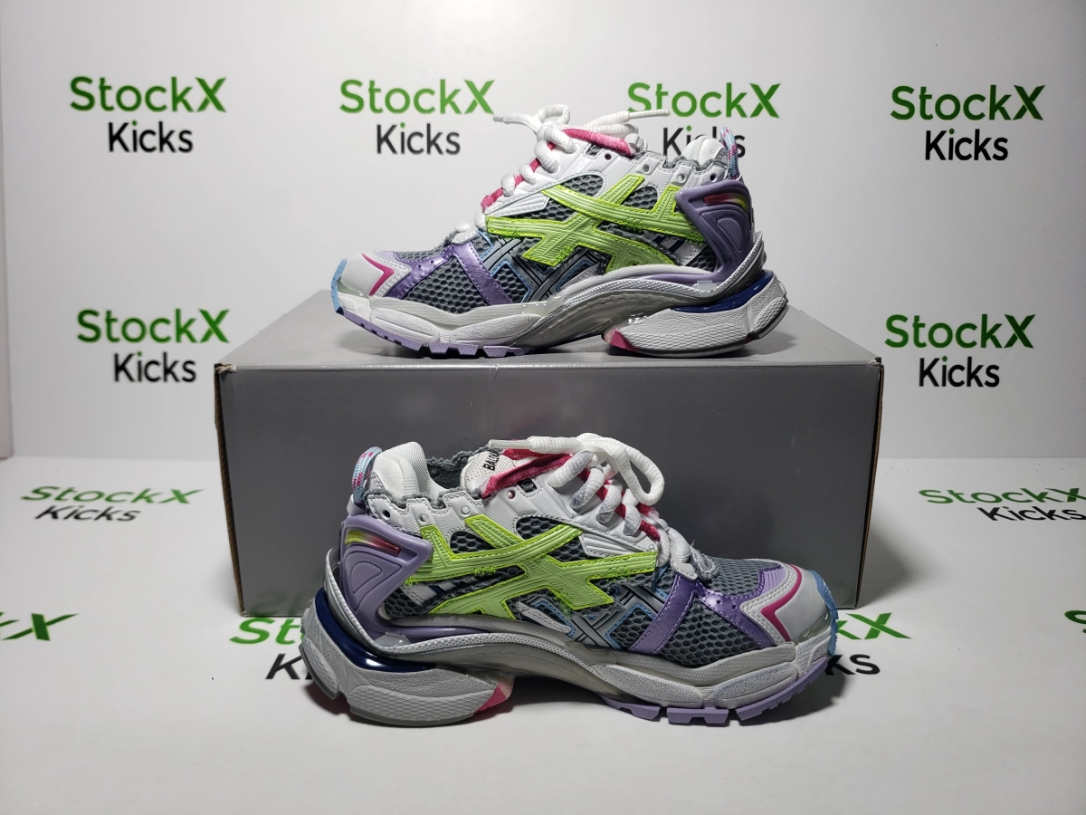 Replica Sneakers QC Photos：Balenciaga Runner Leather Free Grey Light Purple Neon Yellow White 677402 W3RH5 0308