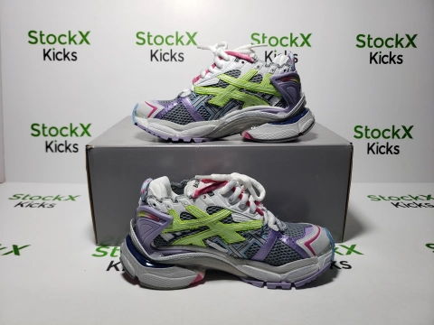 Replica Sneakers QC Photos：Balenciaga Runner Leather Free Grey Light Purple Neon Yellow White 677402 W3RH5 0308