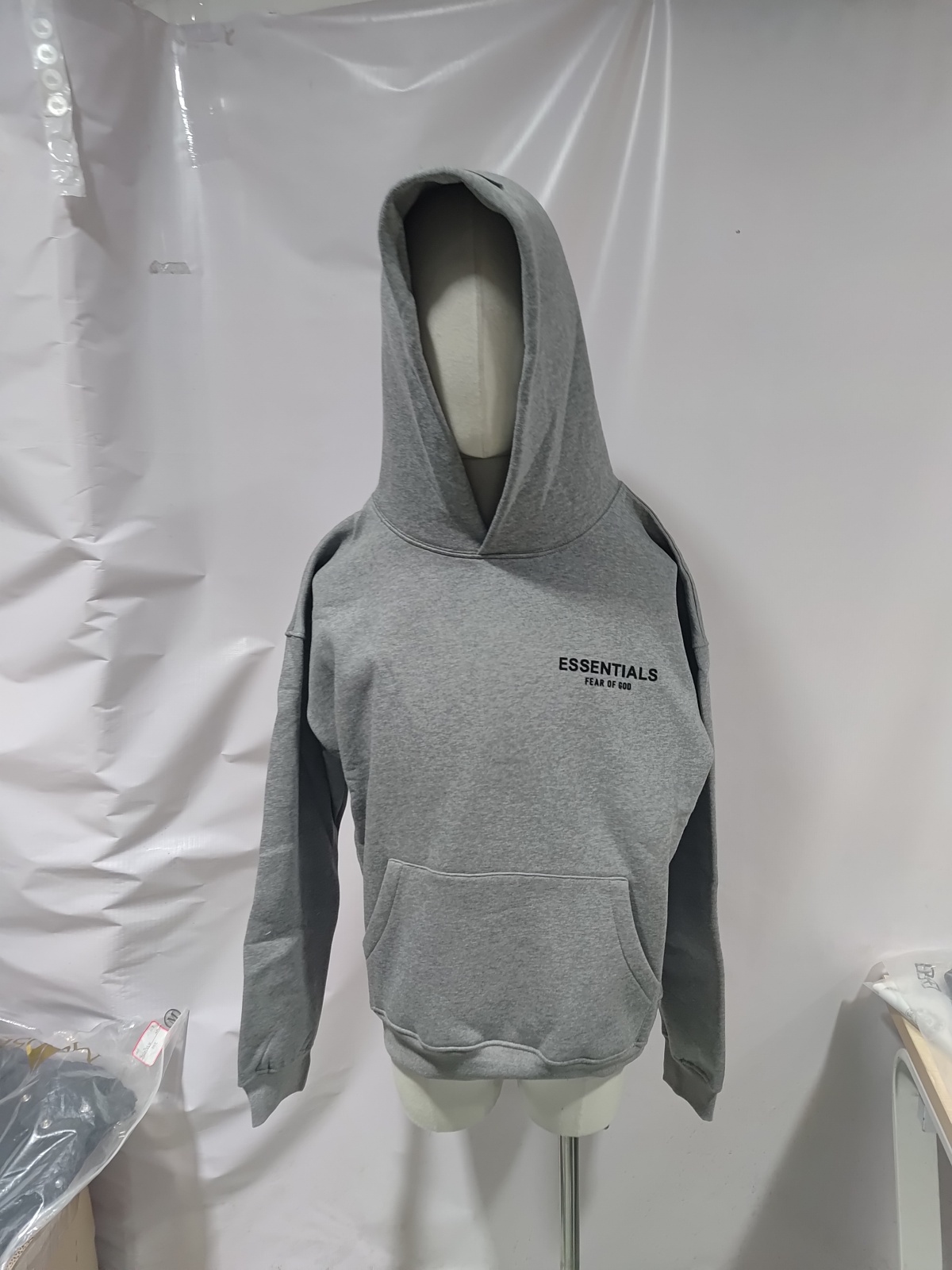 Replica Clothing QC Photos：Fear of God Essentials Hoodie Grey