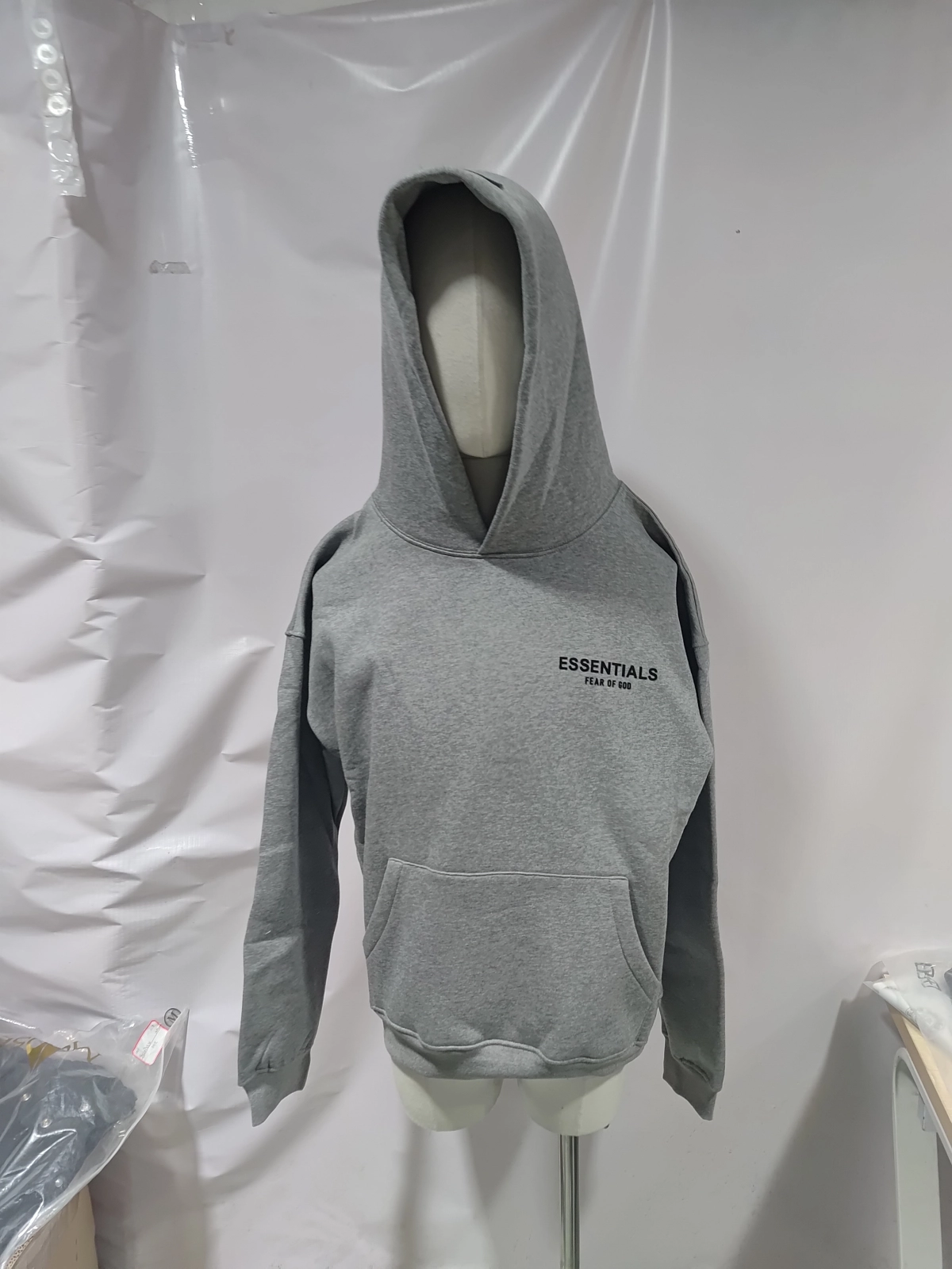 Replica Clothing QC Photos：Fear of God Essentials Hoodie Grey