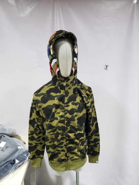 Replica Clothing QC Photos:BAPE Cloro Camo Shark Full Zip Hoodie Green FW18