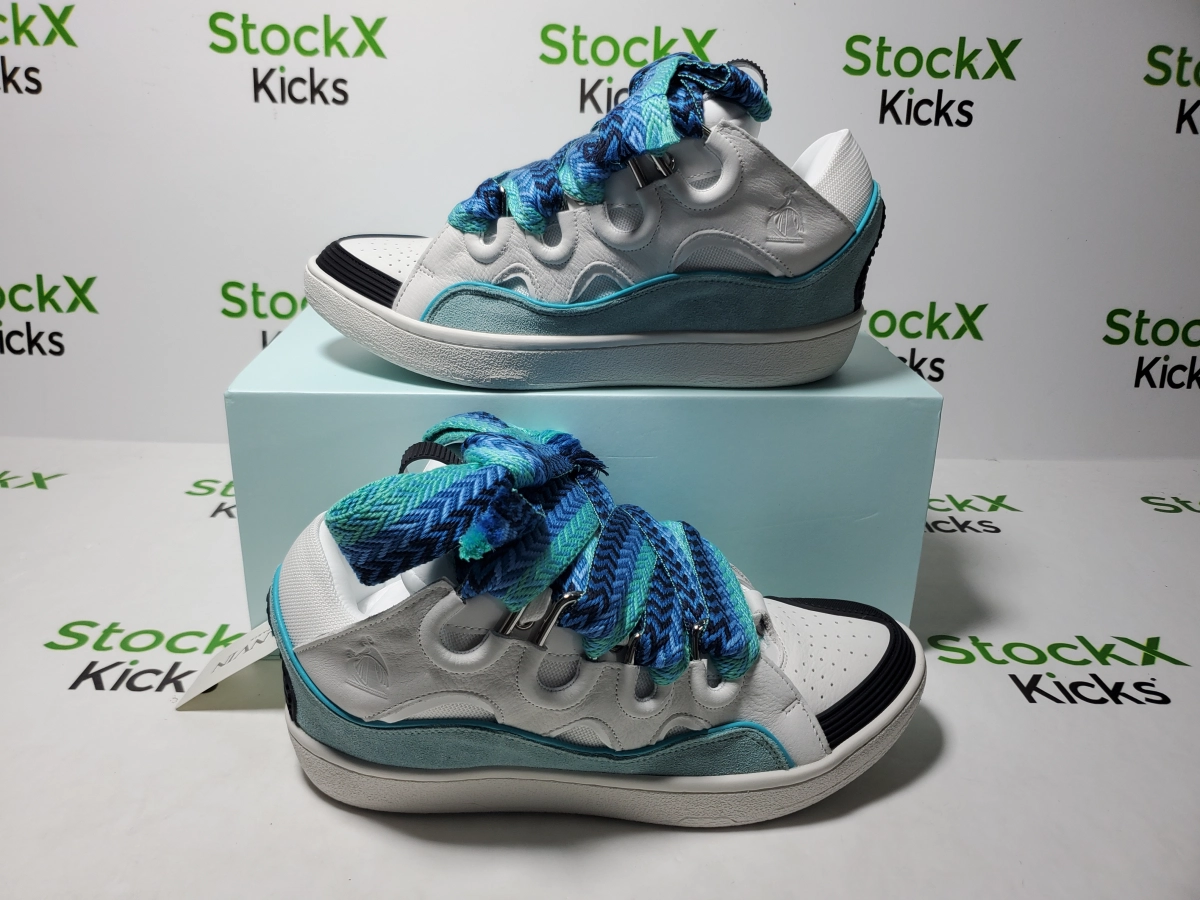 Replica Sneakers QC Photos：Lanvin Curb Sneakers White Blue FW SKDK02 DRAG H220040