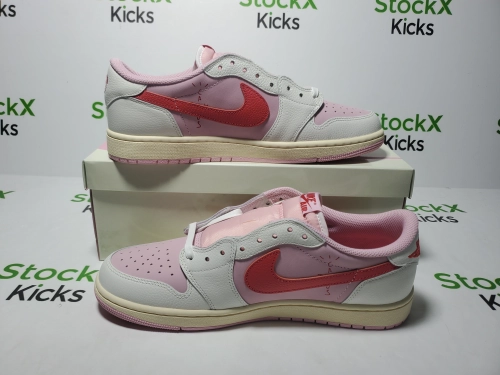 Replica Sneakers QC Photos：PK God Batch Travis Scott x Air Jordan 1 Low Hot Powder Pouring IQ7604-101