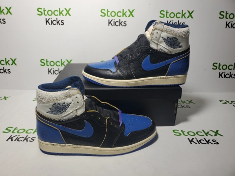 Replica Sneakers QC Photos：PK God Batch Fragment Design x Union LA x Air Jordan 1 Retro High OG 'Sport Royal IO7847-001