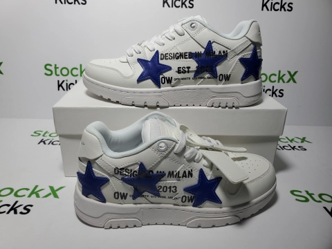 Replica Sneakers QC Photos：PK God Batch OFF-WHITE Out Of Office OOO Low White and Blue Five Stars OMIA189S 25LEA00D 0145