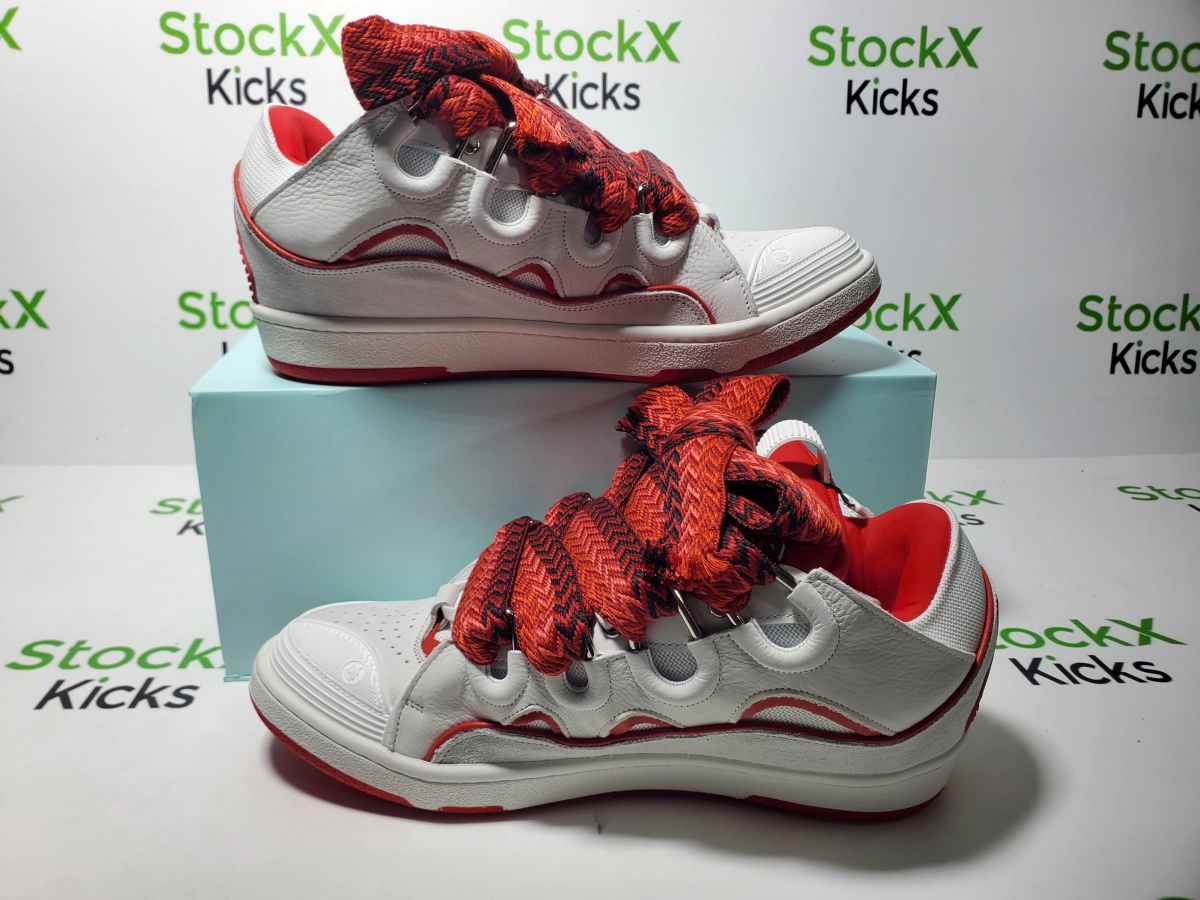 Replica Sneakers QC Photos：Lanvin Curb Sneaker White Red FM SKRK11 DRAP P230030