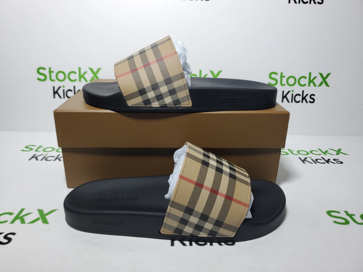 Replica Sneakers QC Photos：Burberry Vintage Check Slides Archive Beige CK241218