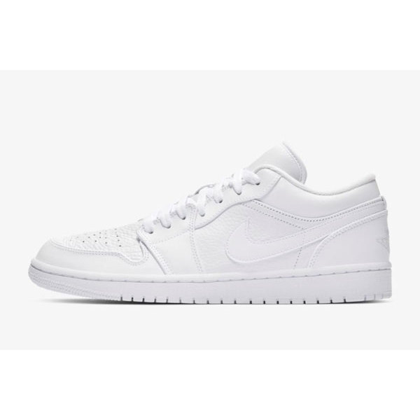 LJR Air Jordan 1 Low Triple White Tumbled Leather 553558-130